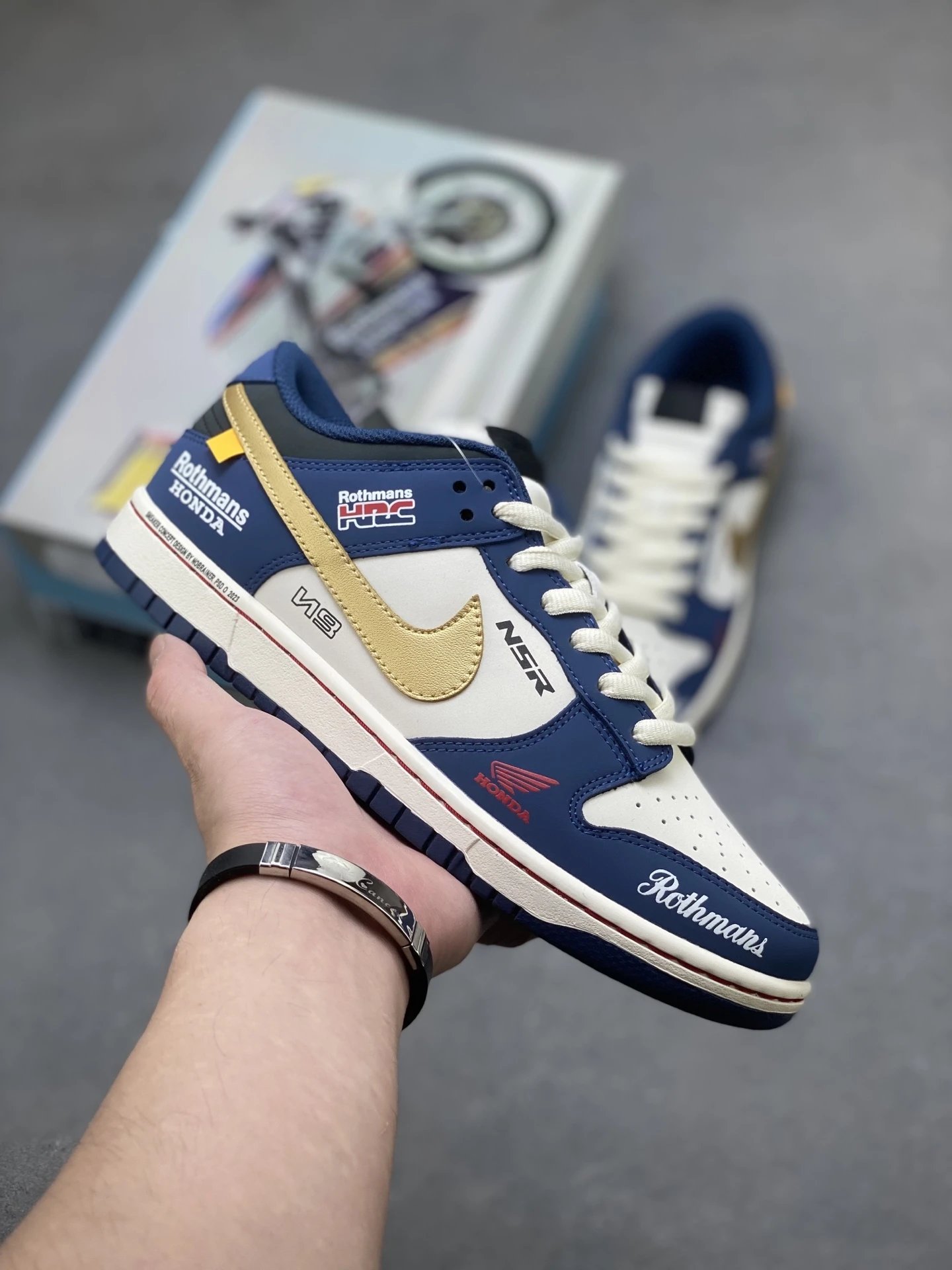 Nike Rothmans Honda Low Top Racing Sneakers Navy Gold