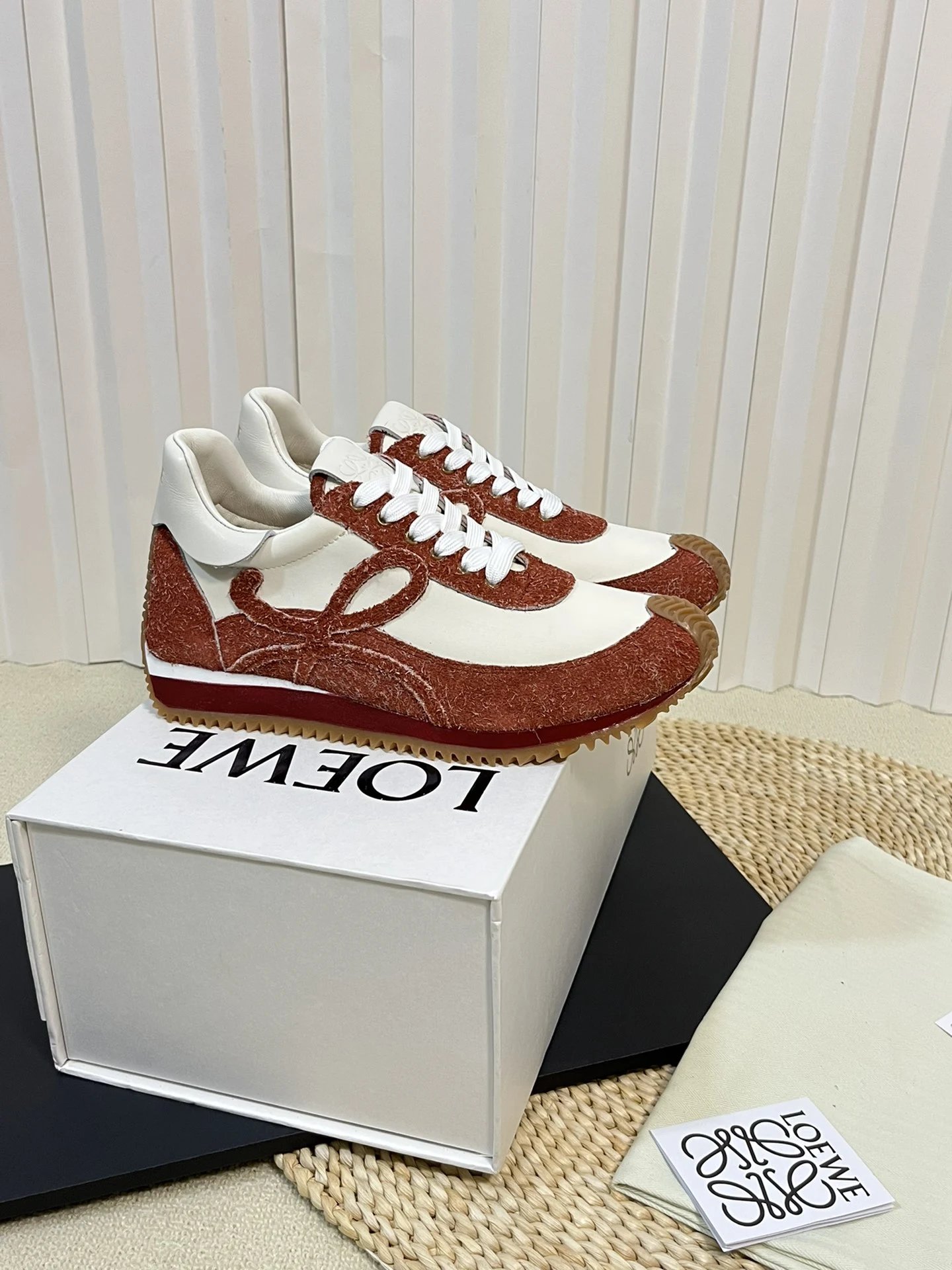 Loewe Flow Runner Cream Brown Suede Anagram Sneakers