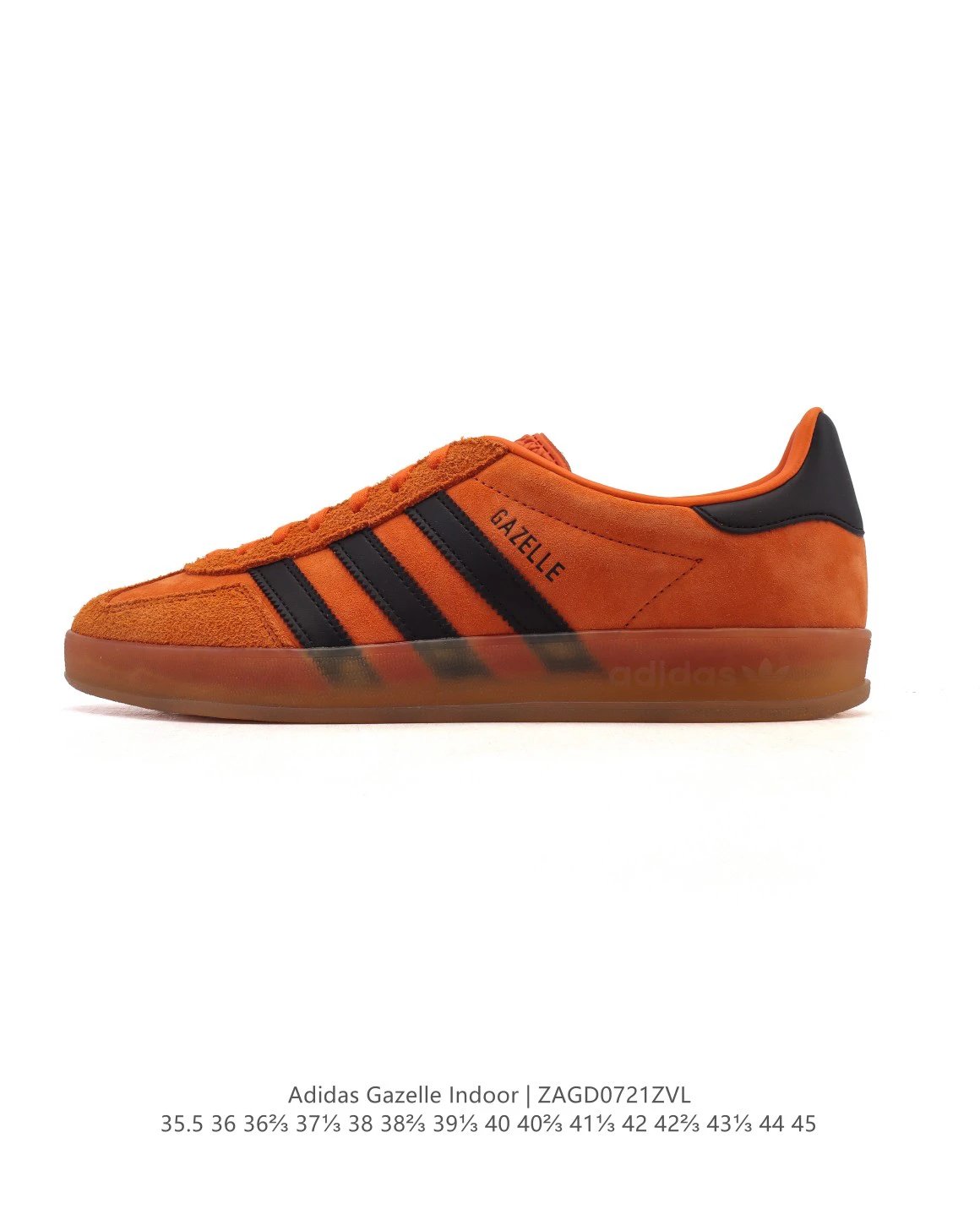 Adidas Gazelle Indoor Orange Black Suede Gum Sole Sneakers