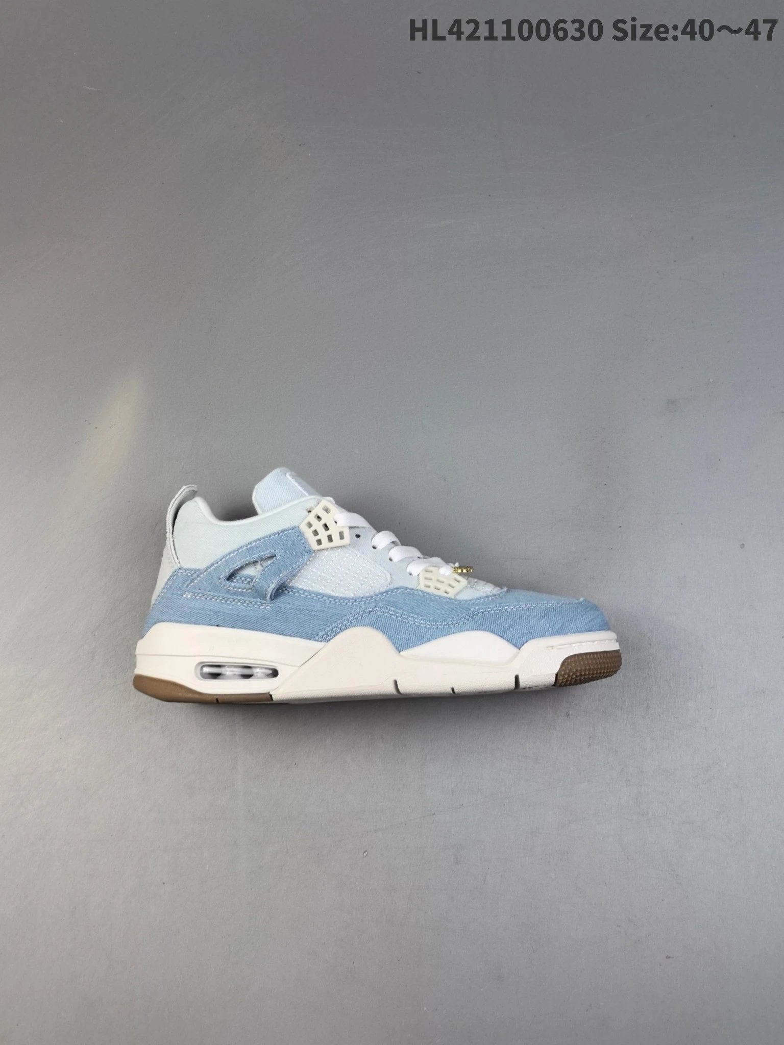 Air Jordan AJ4 Light Blue Denim White Basketball Shoes