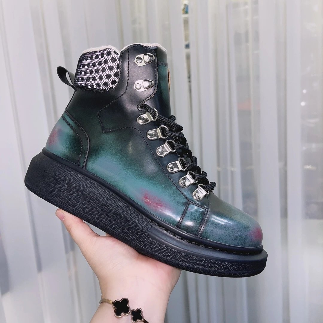 Alexander McQueen Green Black Platform High-Top Boots