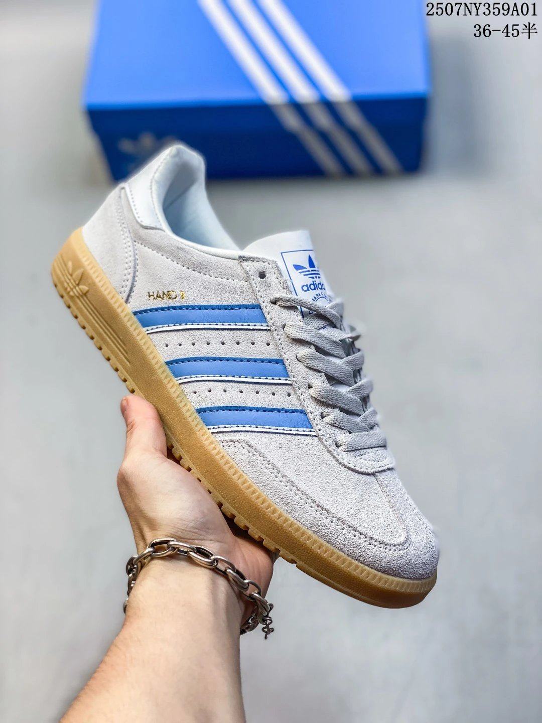 Adidas Handball Spezial Grey Blue Suede Gum Sneakers
