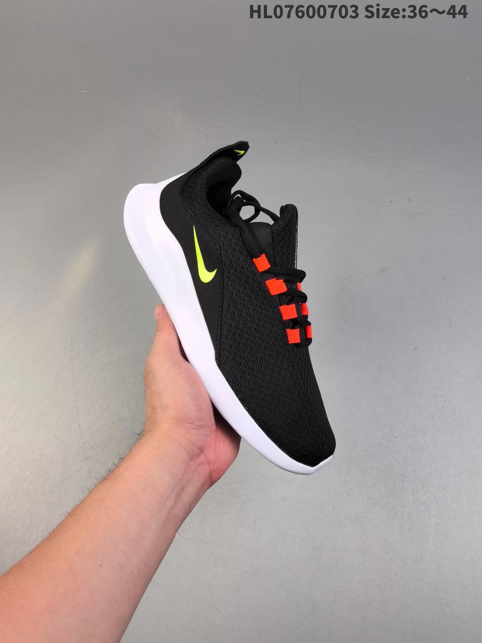 Nike Black Mesh Running Shoes Neon Swoosh Unisex Sneakers