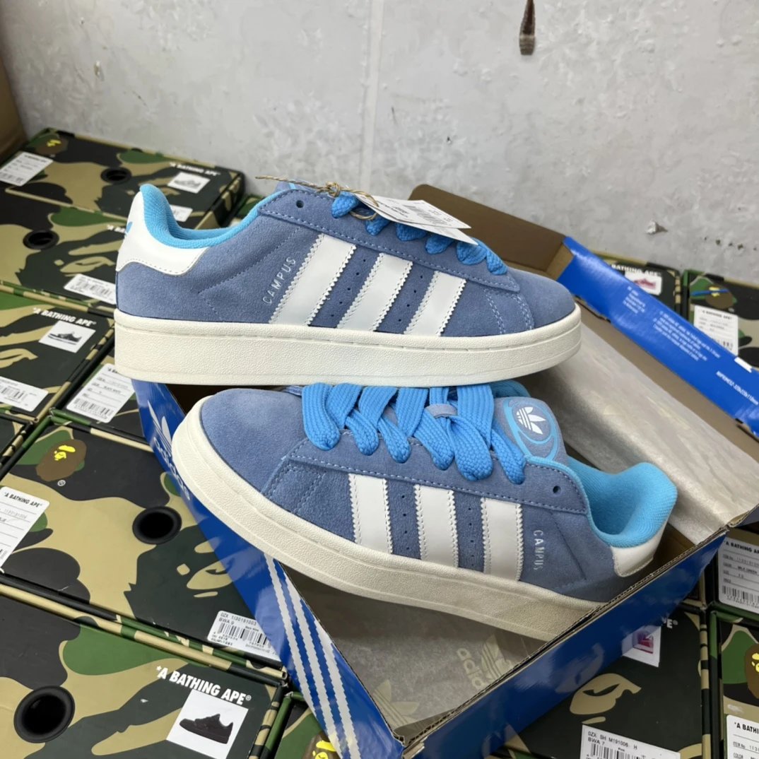 Adidas Campus Light Blue Suede 3-Stripes Sneakers
