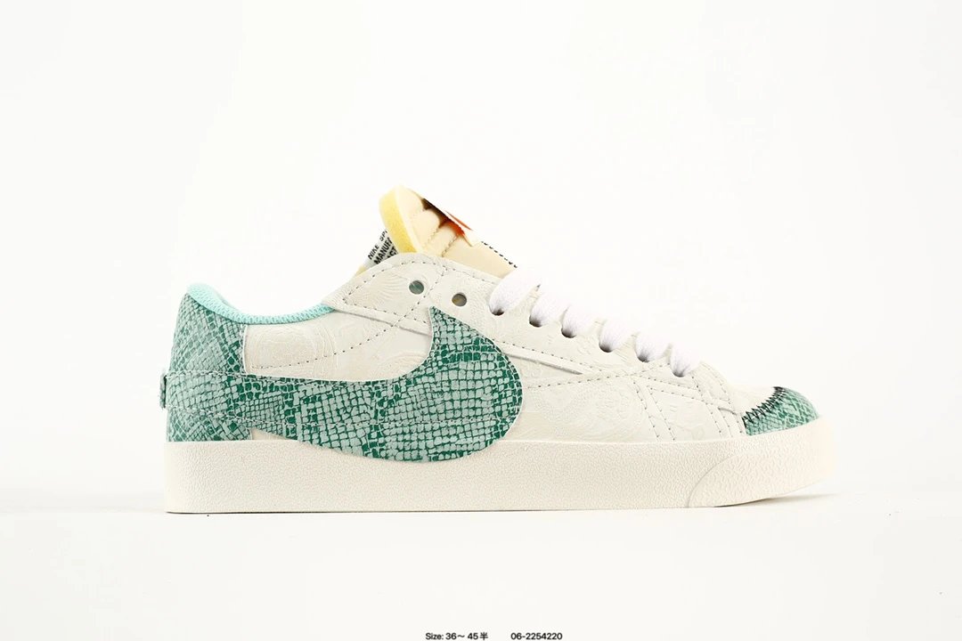 Nike Blazer Low White Green Snakeskin Sneakers
