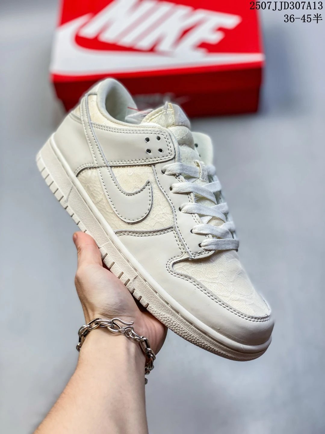 Nike Dunk Low Cream White Leather Patchwork Sneakers
