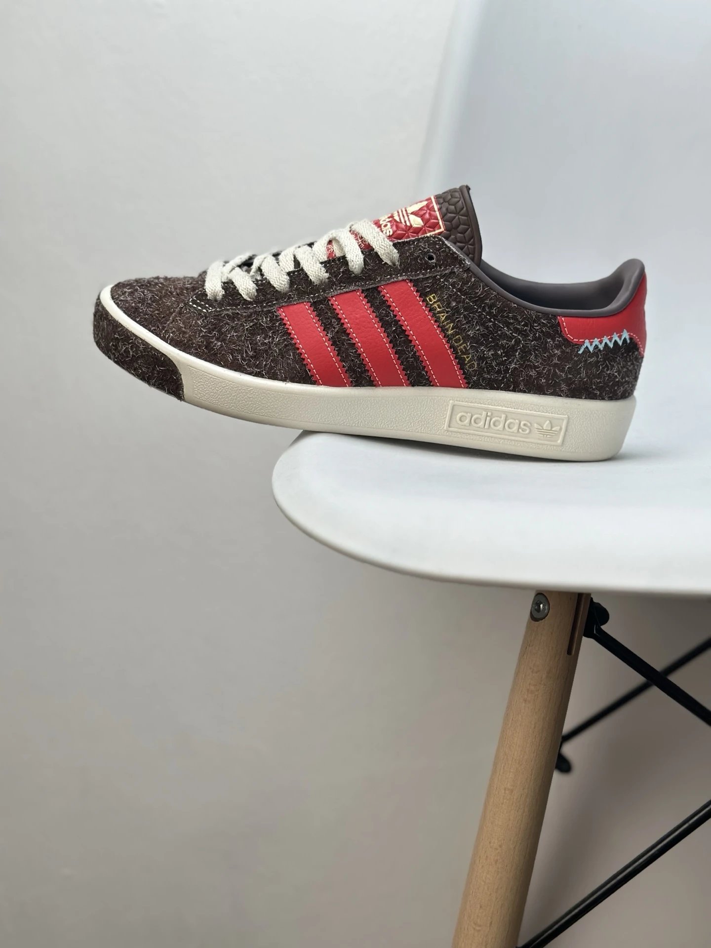 Adidas Campus 80s Brown Fuzzy Suede Red Stripe Shoes
