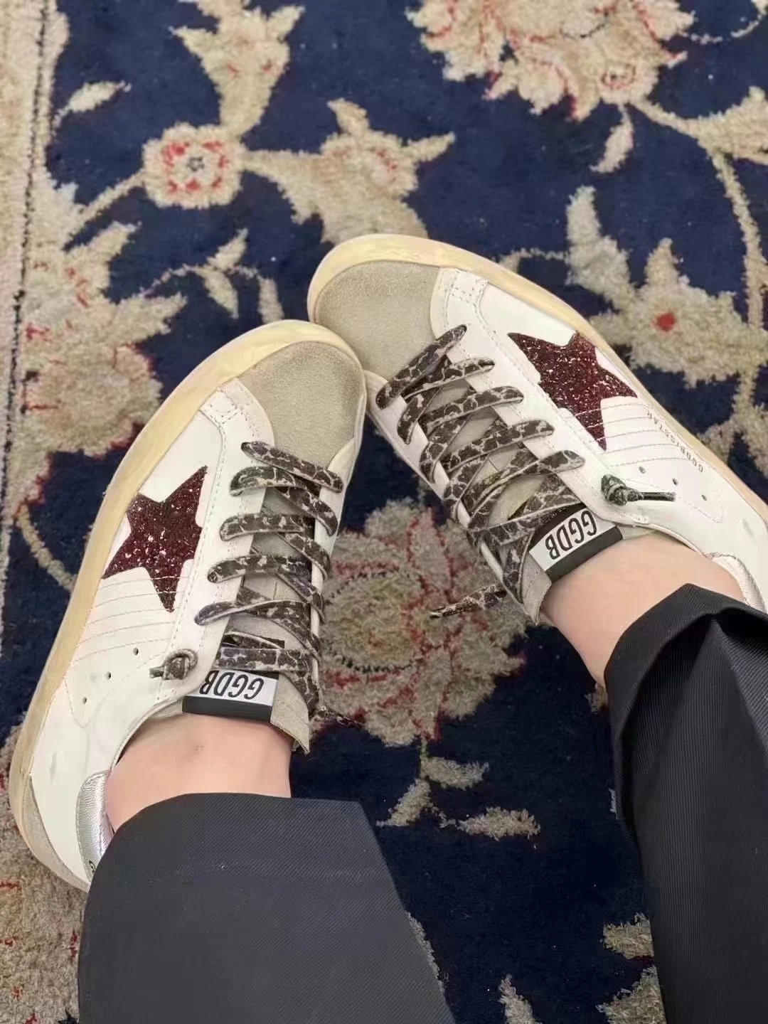 Golden Goose Off White Distressed Star Sneakers