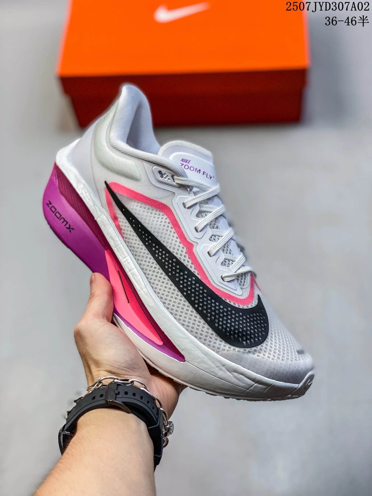 Nike Zoom Fly White Pink Black Running Shoes