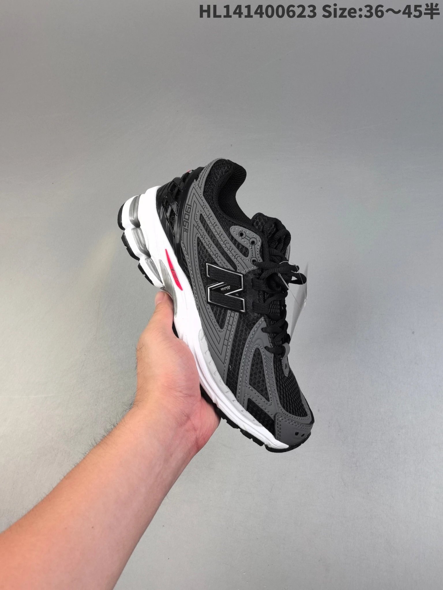 New Balance 9060GR Black Grey Mesh Running Sneakers