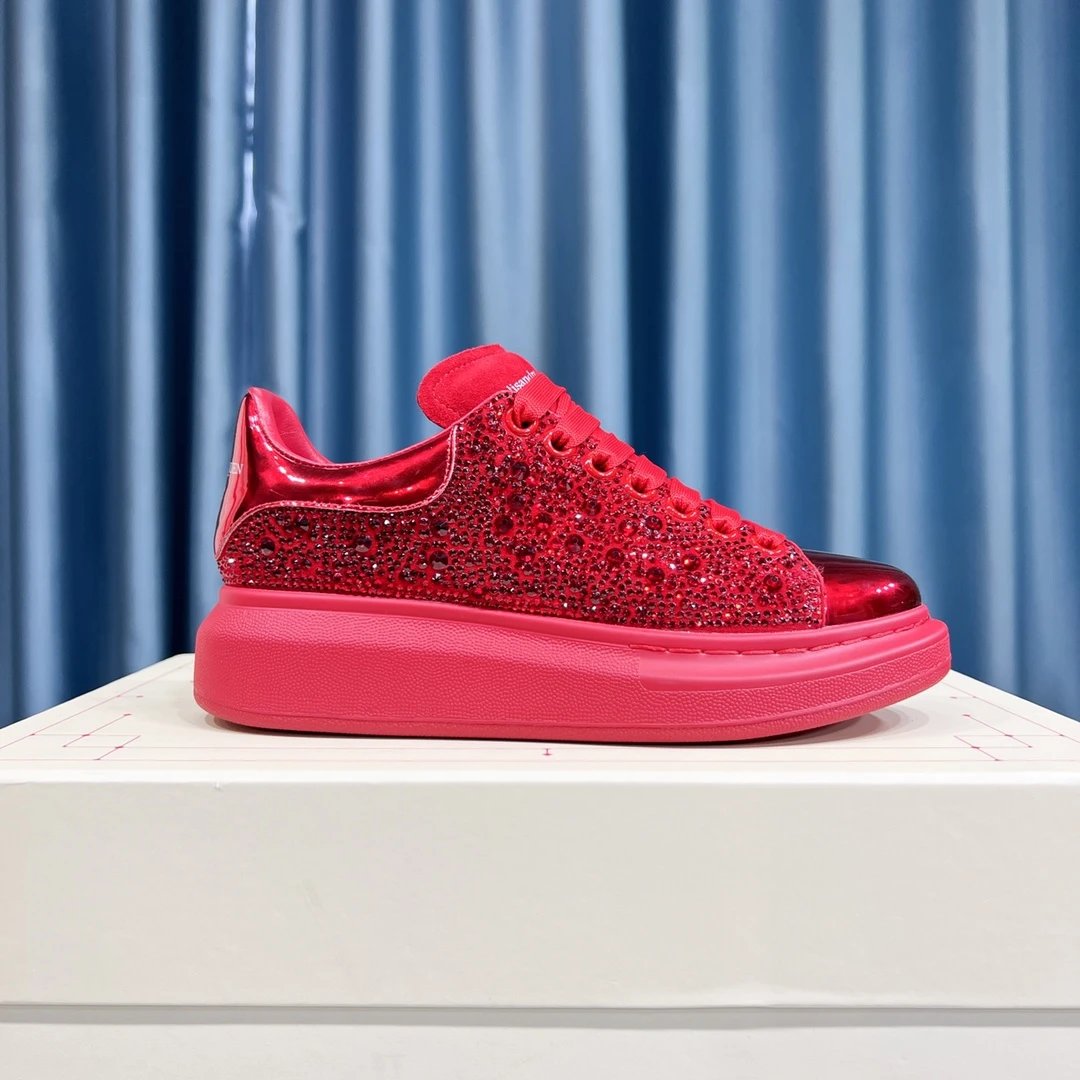 Alexander McQueen Red Rhinestone Platform Sneakers