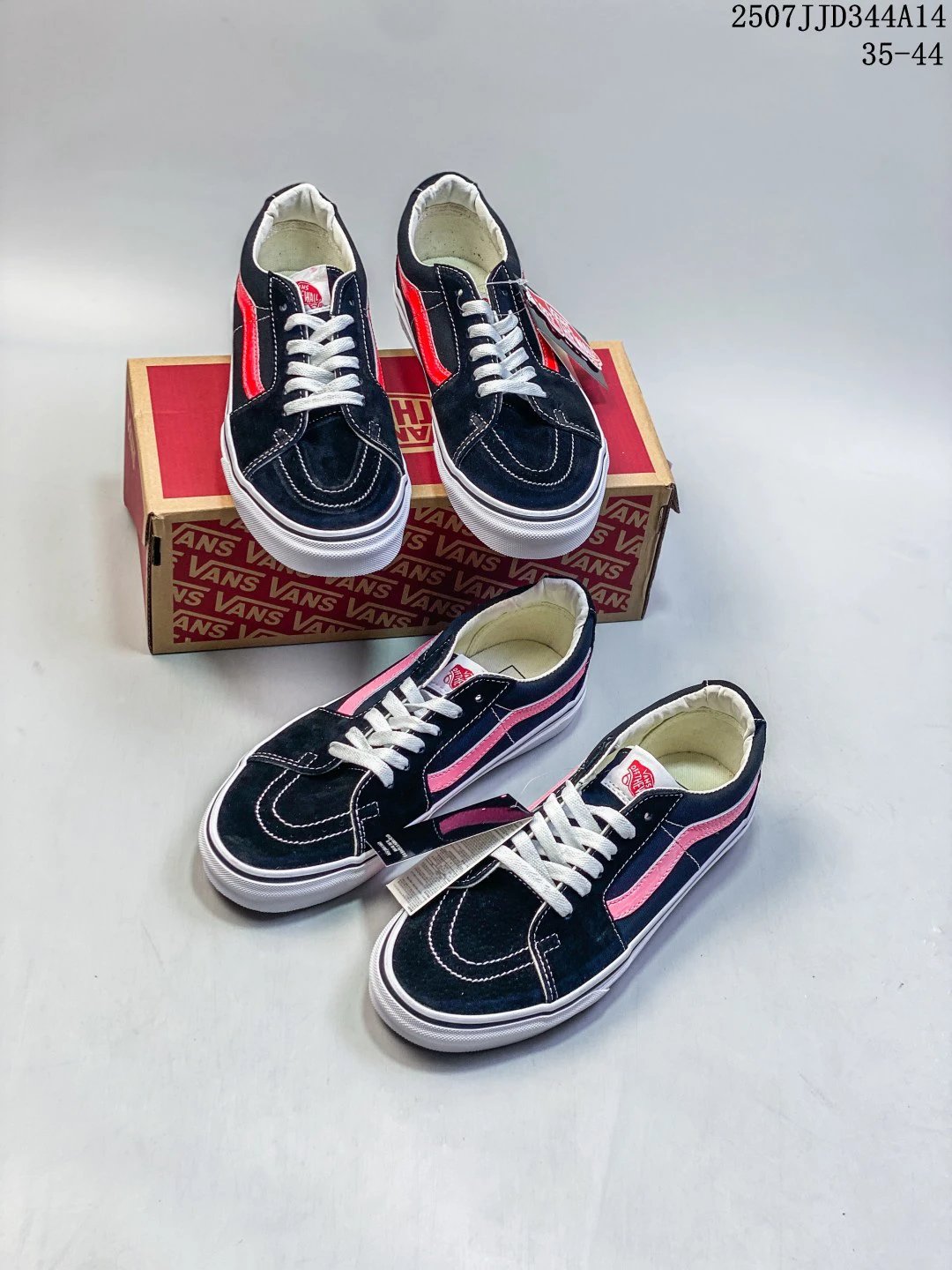 Vans Sk8-Low Black Pink Suede Canvas Skate Shoes