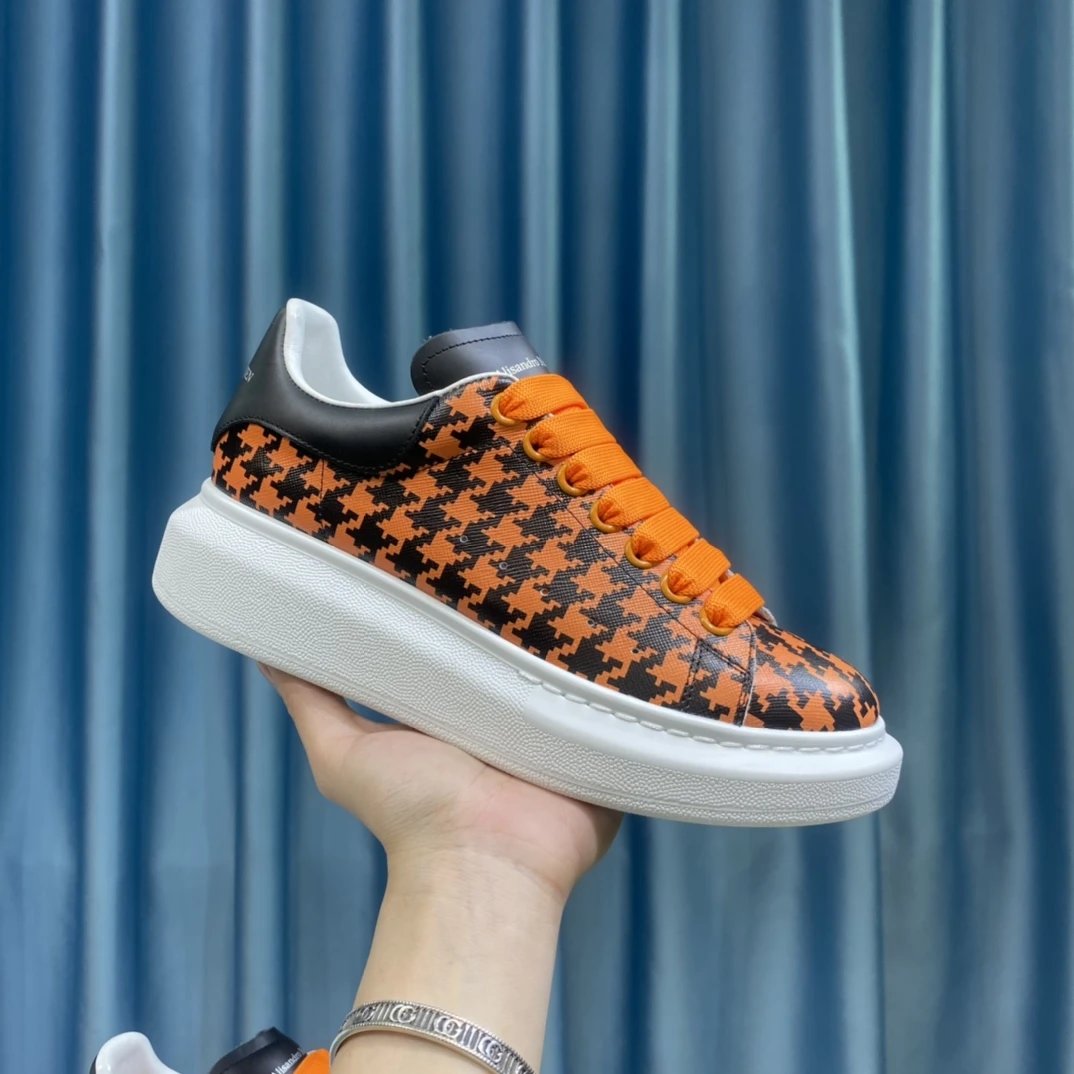 Alexander McQueen Oversized Orange Black Houndstooth Sneakers