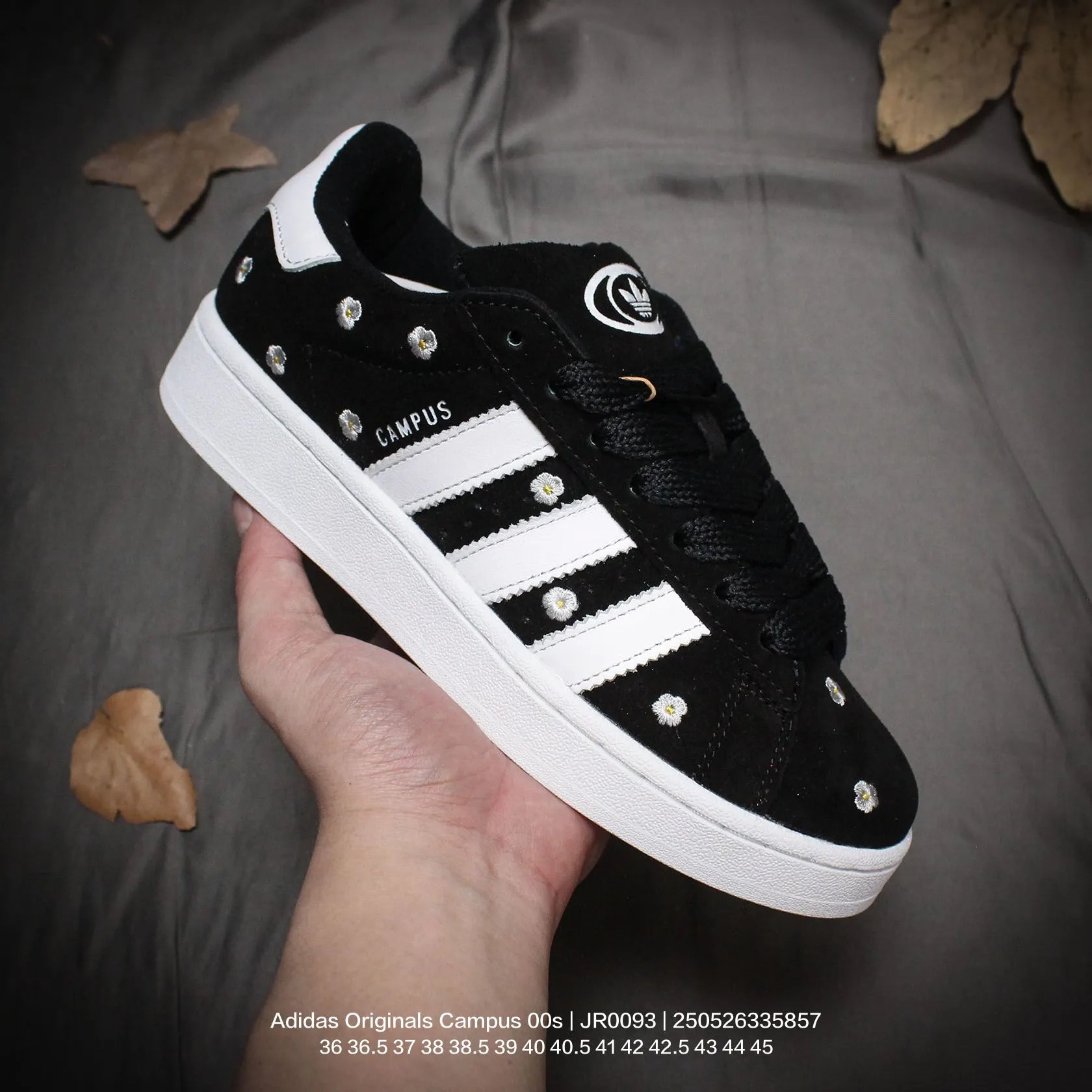 Adidas Campus 00s JR0093 Black Daisy Suede Sneakers