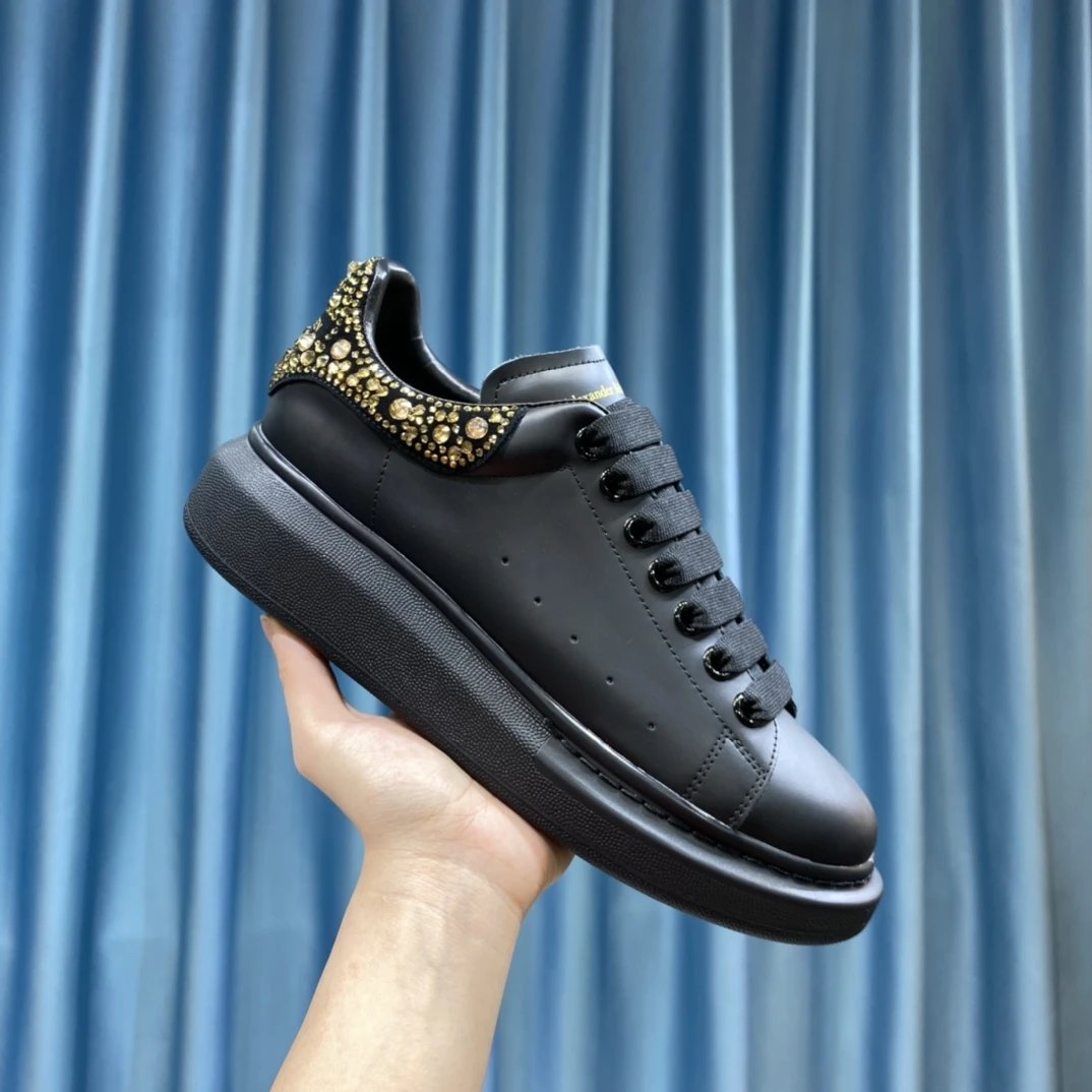 Alexander McQueen Black Rhinestone Platform Sneakers