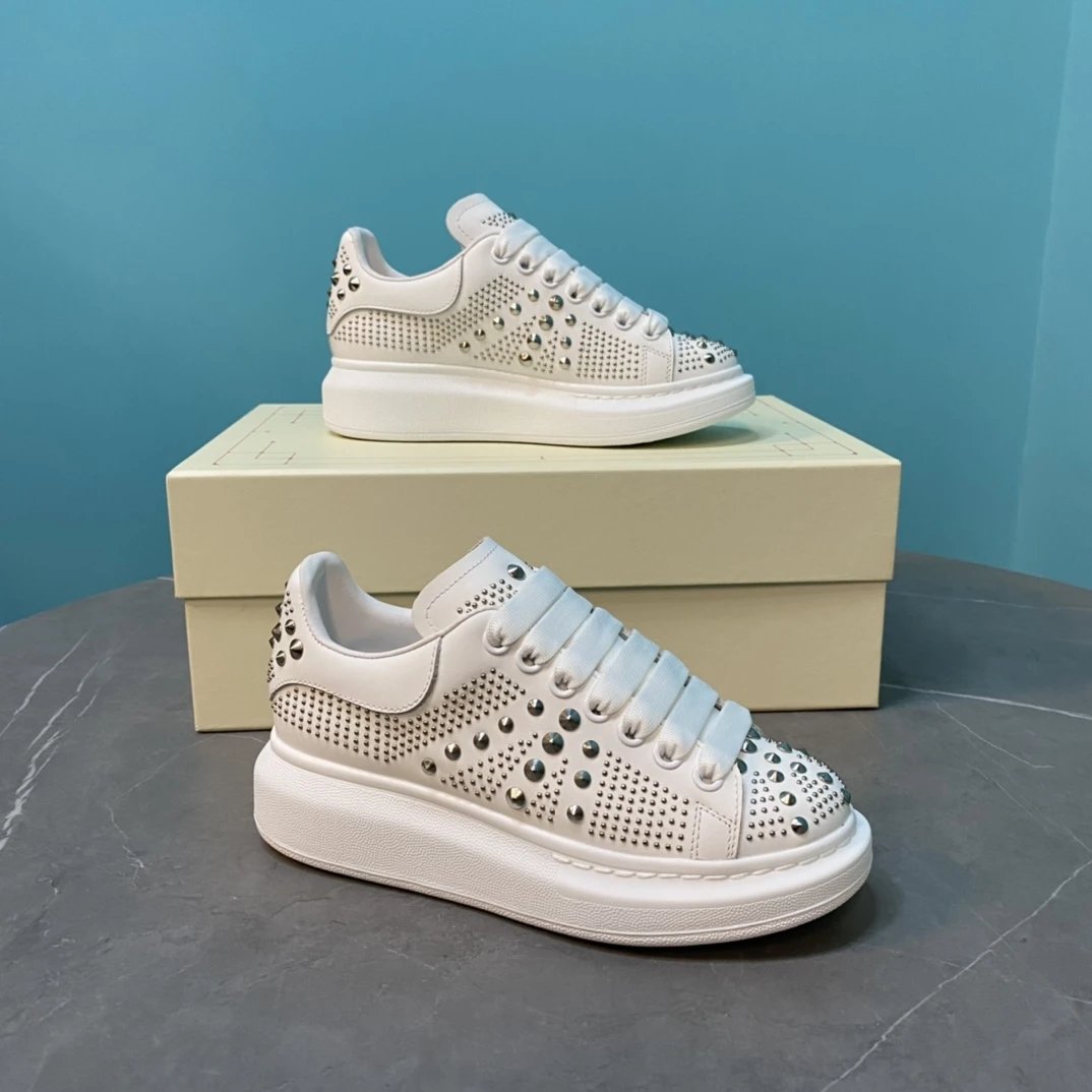 Alexander McQueen White Leather Platform Sneakers Unisex