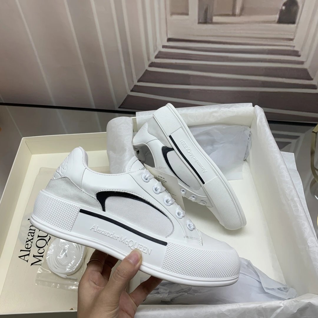 Alexander McQueen White Black Platform Sneakers