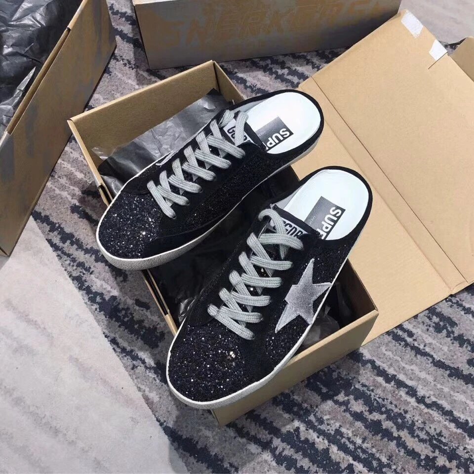 Golden Goose Black Sequin Superstar Low Top Sneakers