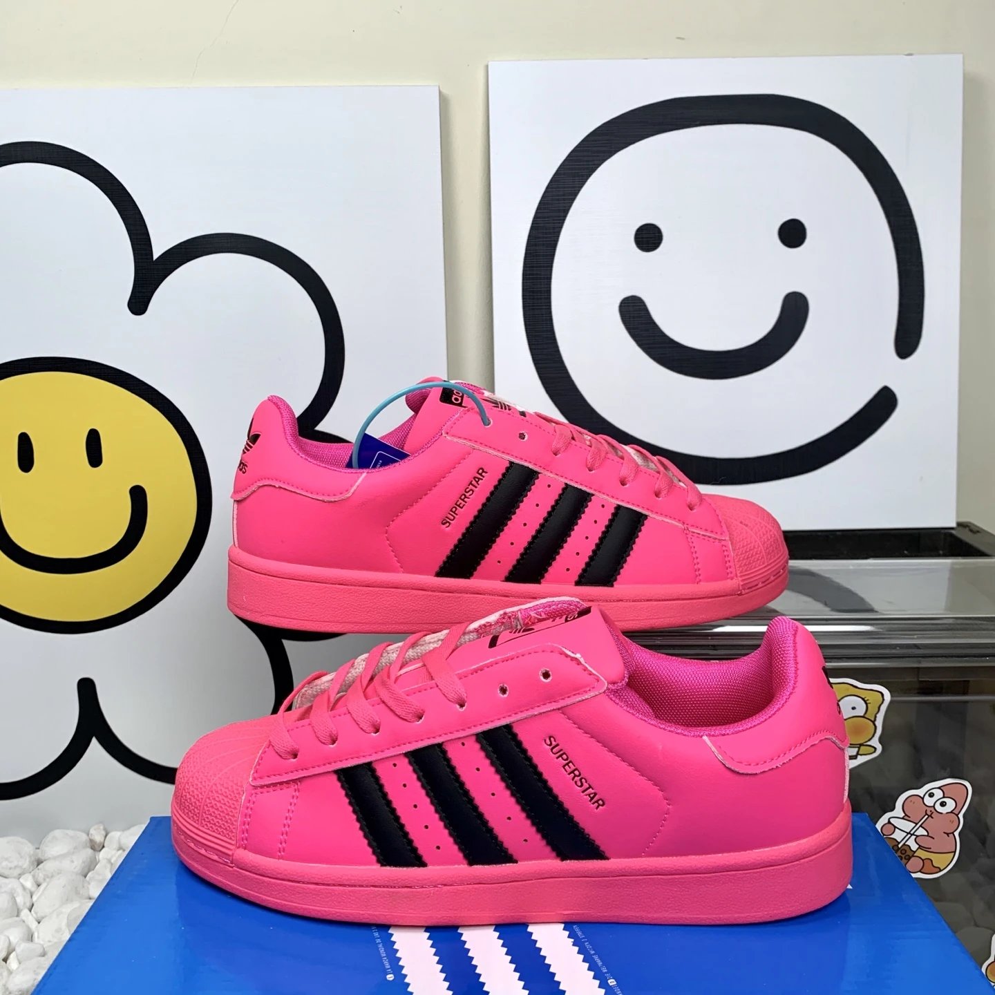 Adidas Superstar Pink Black Shell Toe Sneakers