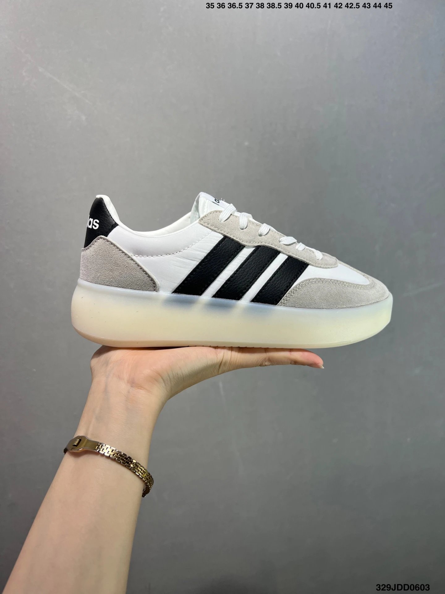 Adidas Retro Platform Sneakers White Black Leather Suede