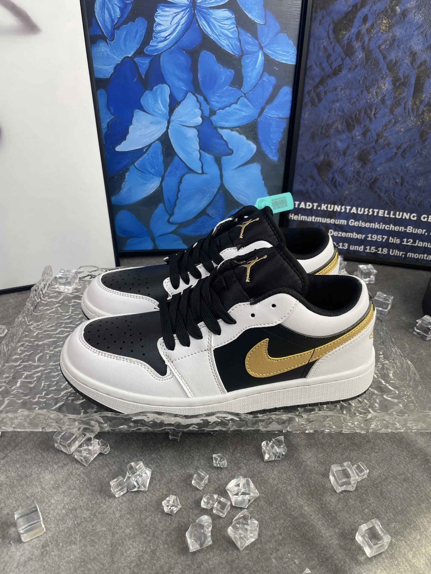 Air Jordan 1 Low White Black Gold Sneakers
