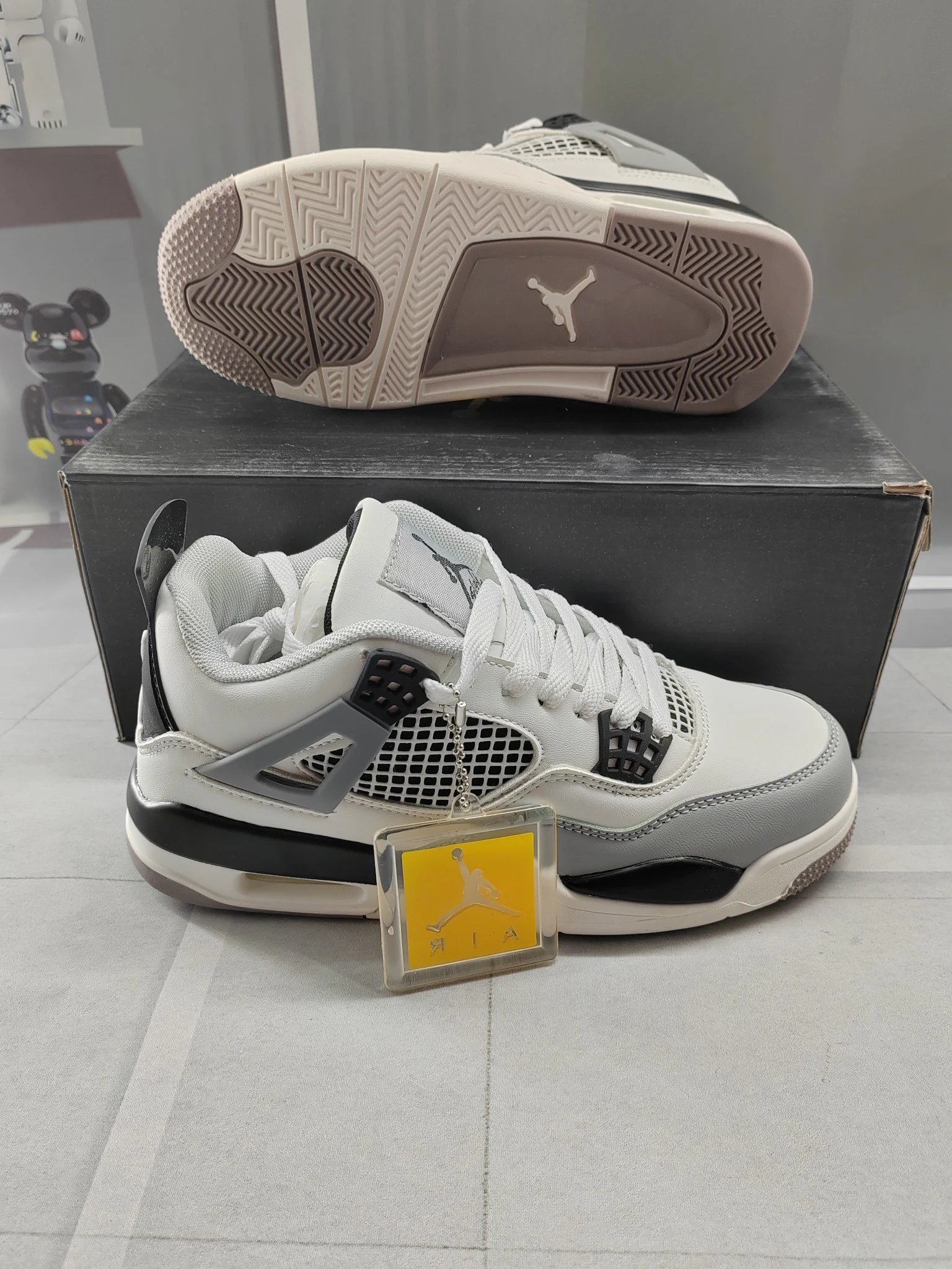 Air Jordan 4 Low Off-White Grey Black Basketball Shoes