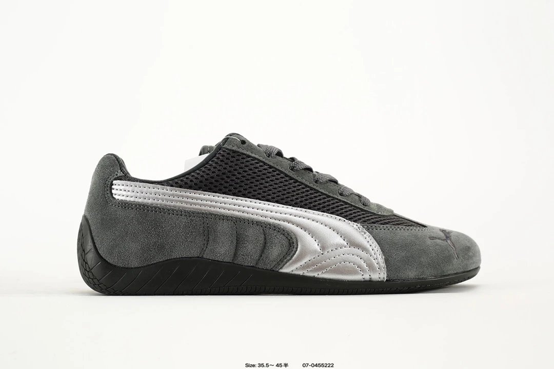 Puma Vintage Gray Silver Low-Top Racing Sneakers
