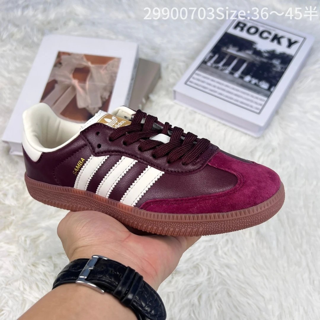 Adidas Samba Burgundy Suede Leather Gum Sole Sneakers