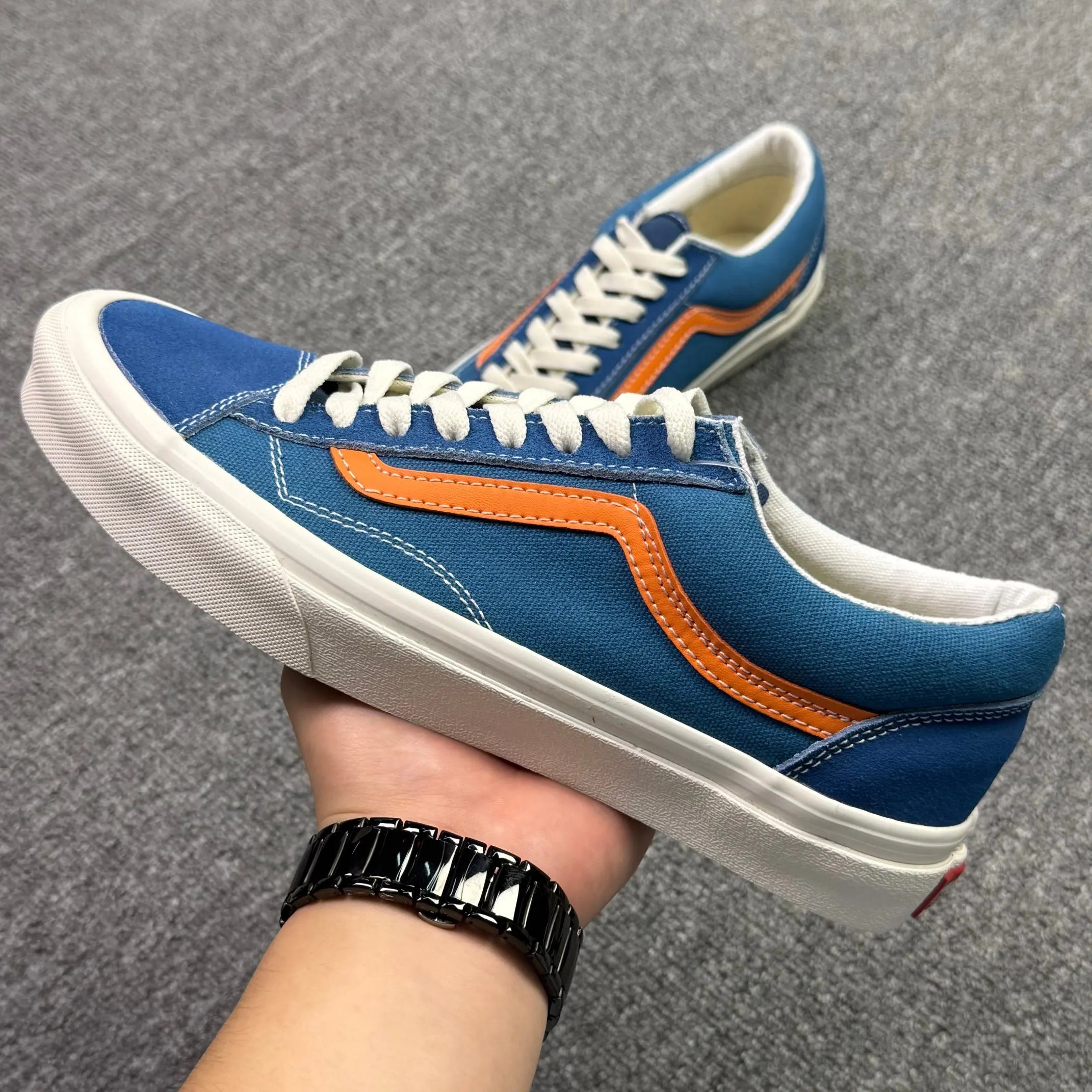 Vans Old Skool Blue Orange Canvas Skate Shoes