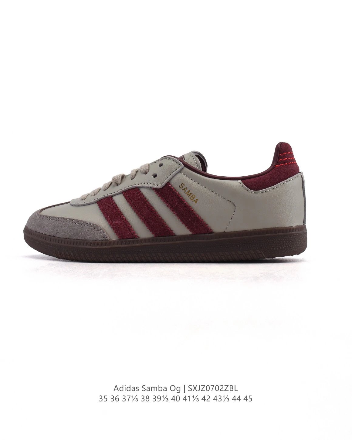 Adidas Samba OG Gray Red Leather Suede Retro Sneakers