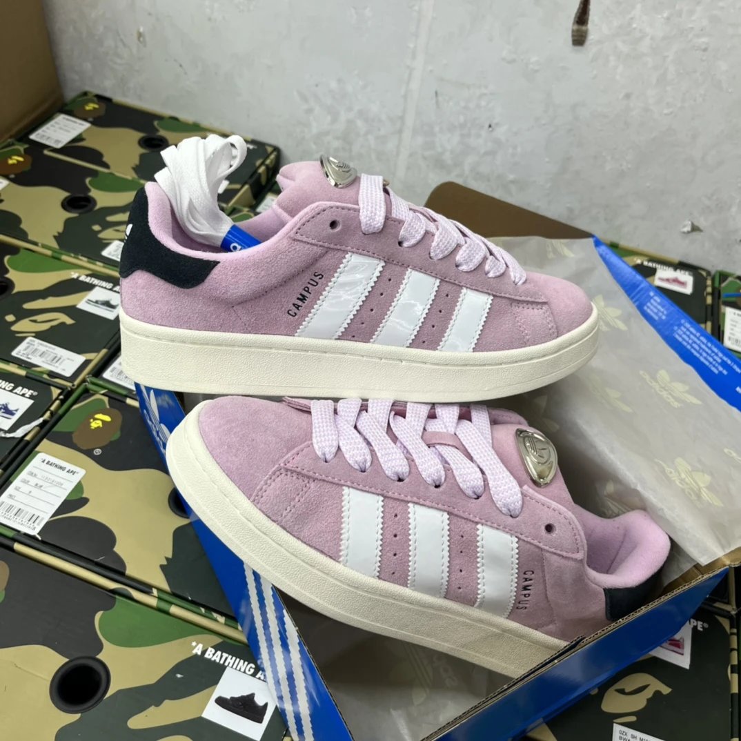 Adidas Campus Pink Suede 3-Stripes Retro Low-Top Sneakers
