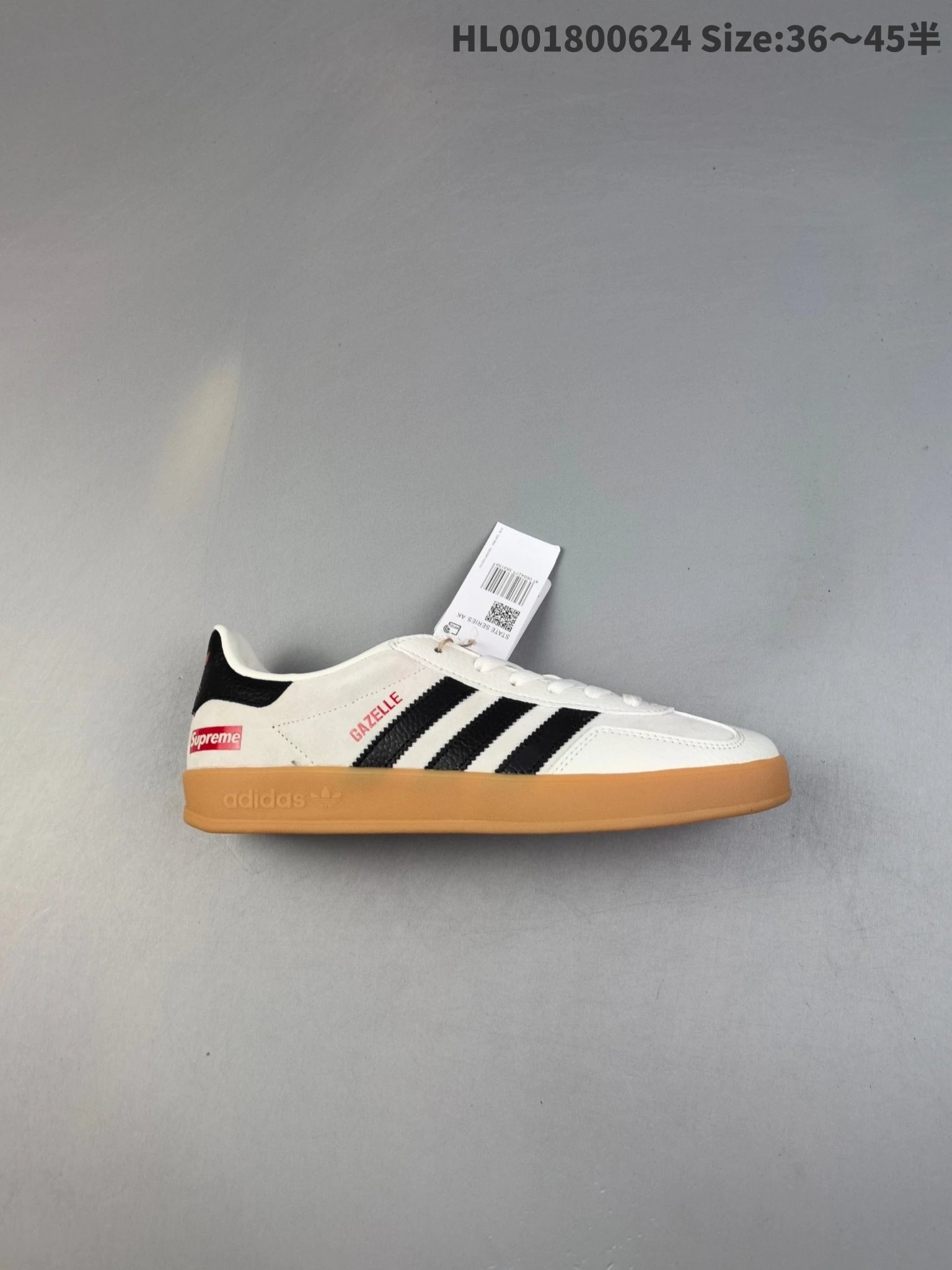 Adidas Gazelle x Supreme White Black Suede Gum Sneakers