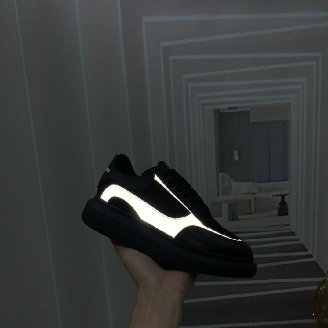 Alexander McQueen Black Reflective Platform Sneakers