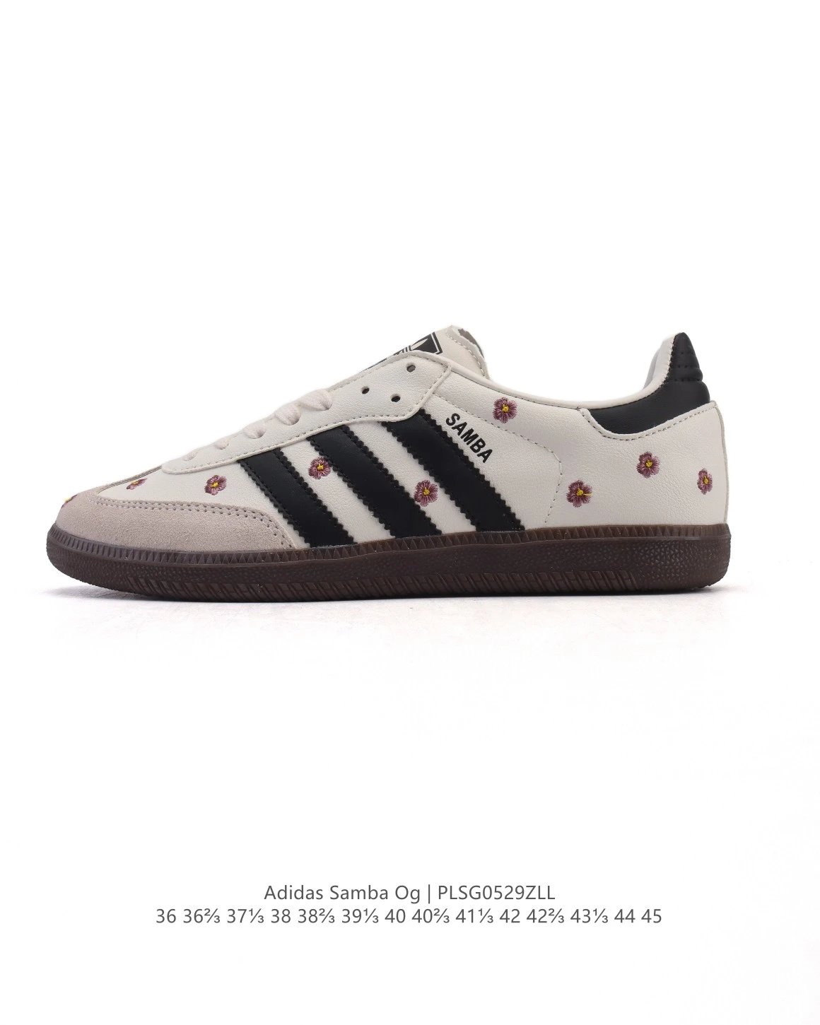 Adidas Samba OG Cream Black Floral Gum Sole Sneakers