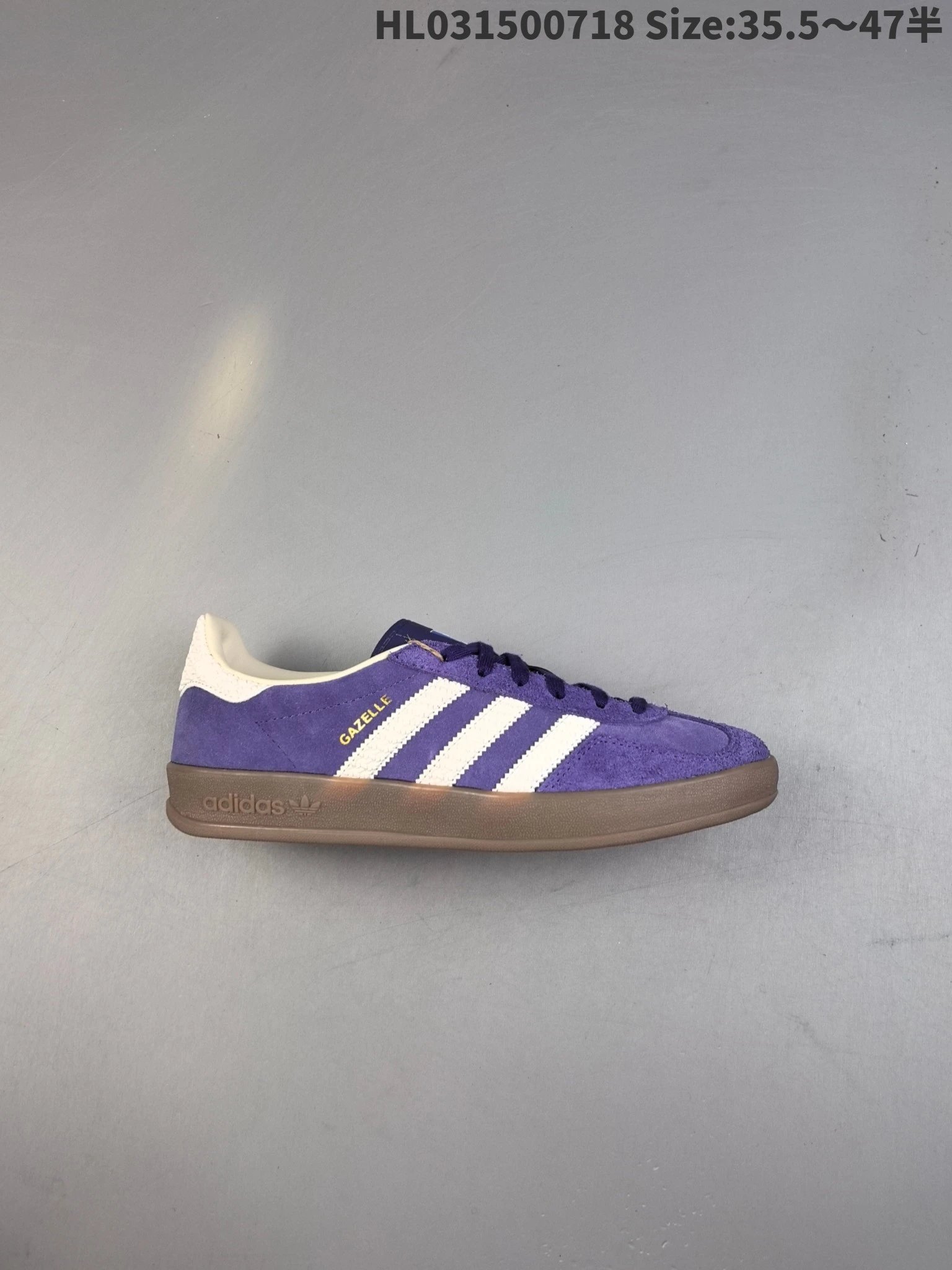 Adidas Gazelle Purple Suede 3-Stripes Gum Sneakers