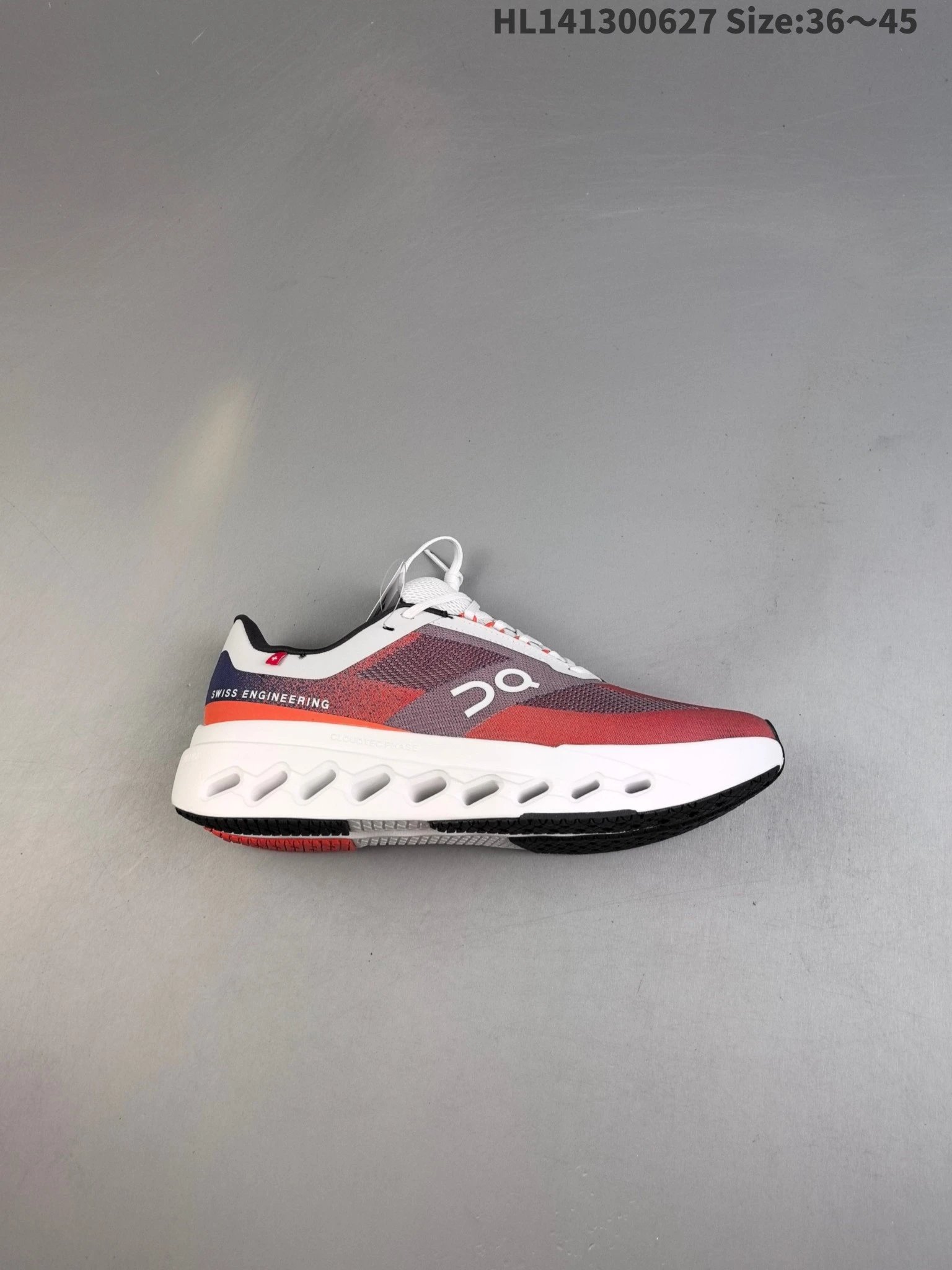 On Running Cloudsurfer Red Gray Mesh Running Shoes