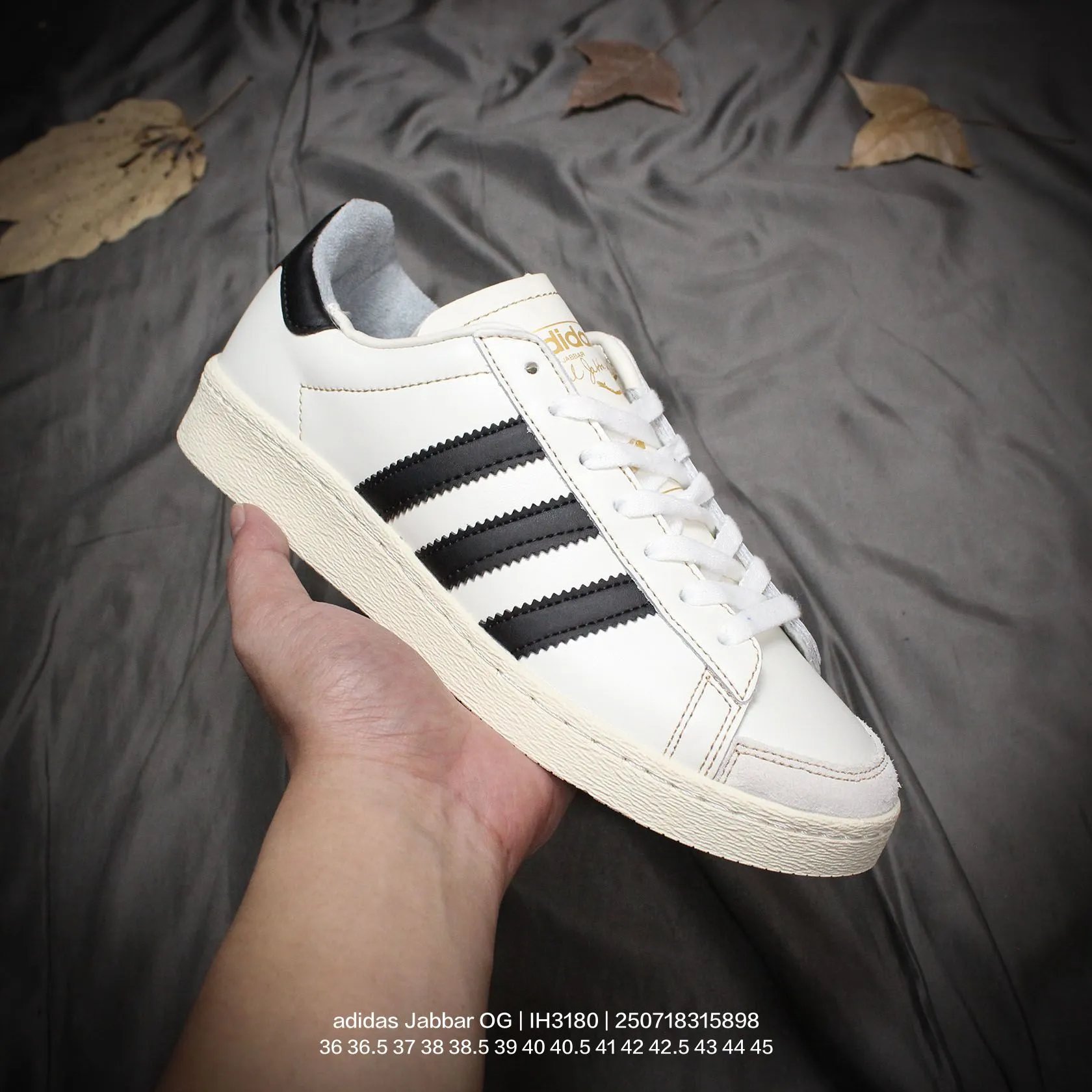 Adidas Jabbar OG White Black Leather Low Sneakers