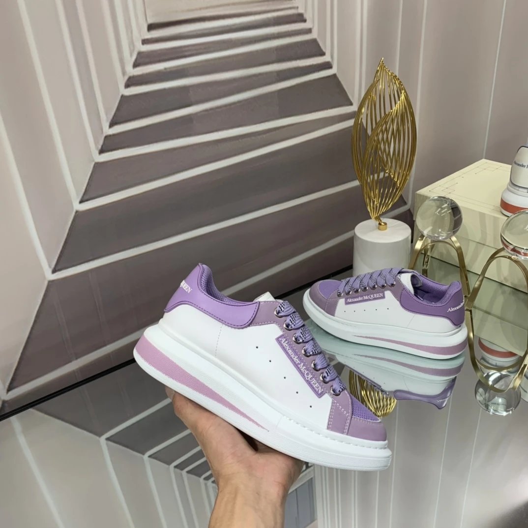 Alexander McQueen White Purple Chunky Platform Sneakers