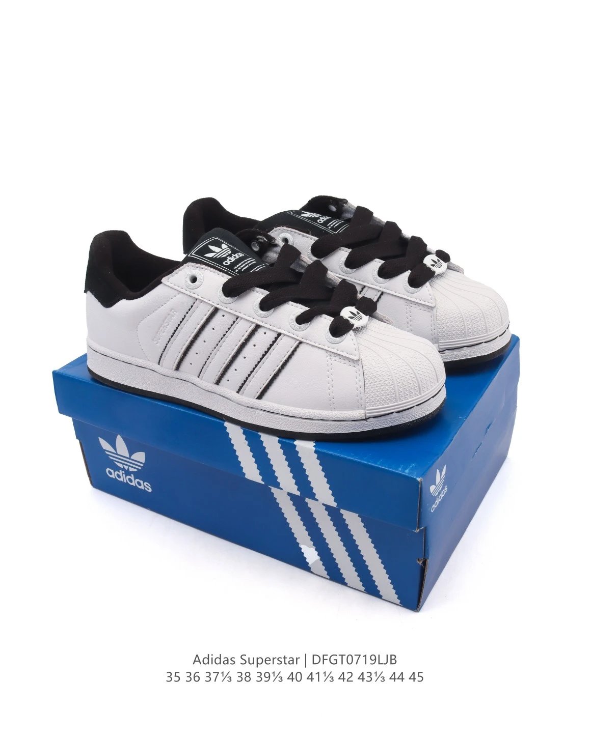 Adidas Superstar White Black Leather 3-Stripes Sneakers