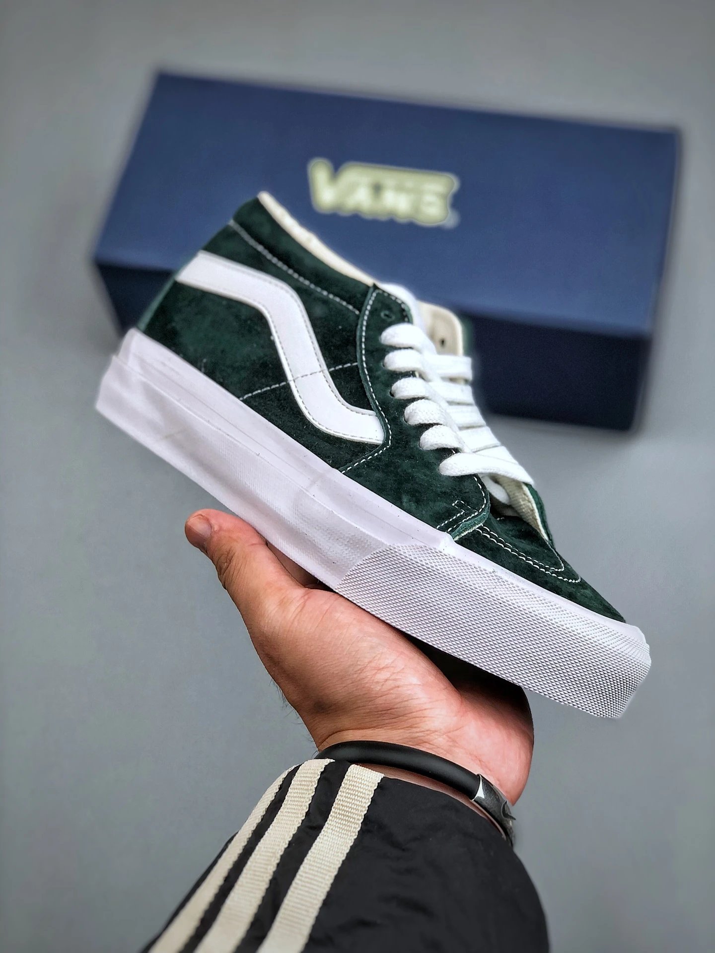 Vans Sk8-Mid Dark Green Suede High Top Skate Shoes