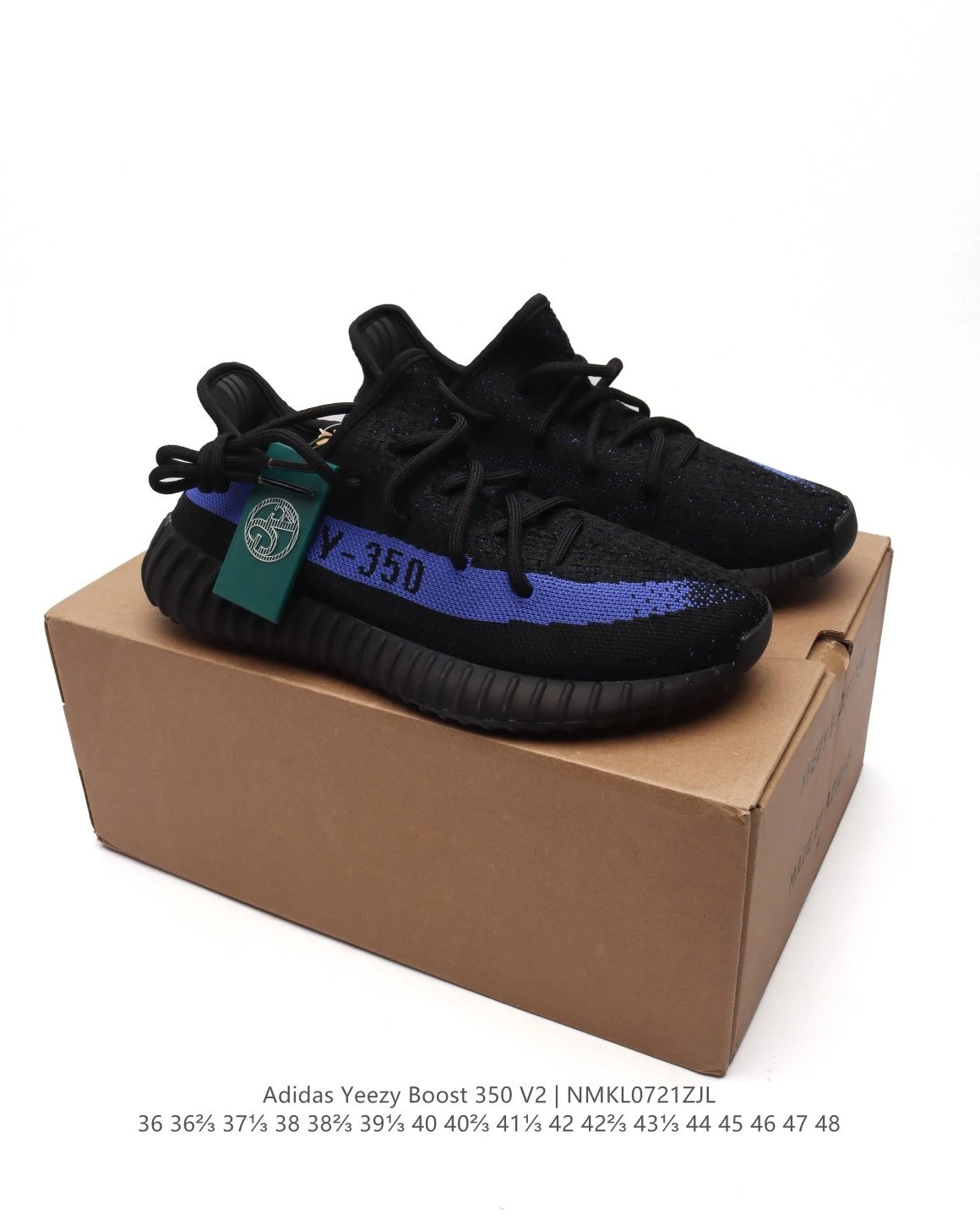 Adidas Yeezy Boost 350 V2 Black Blue Knit Sneakers
