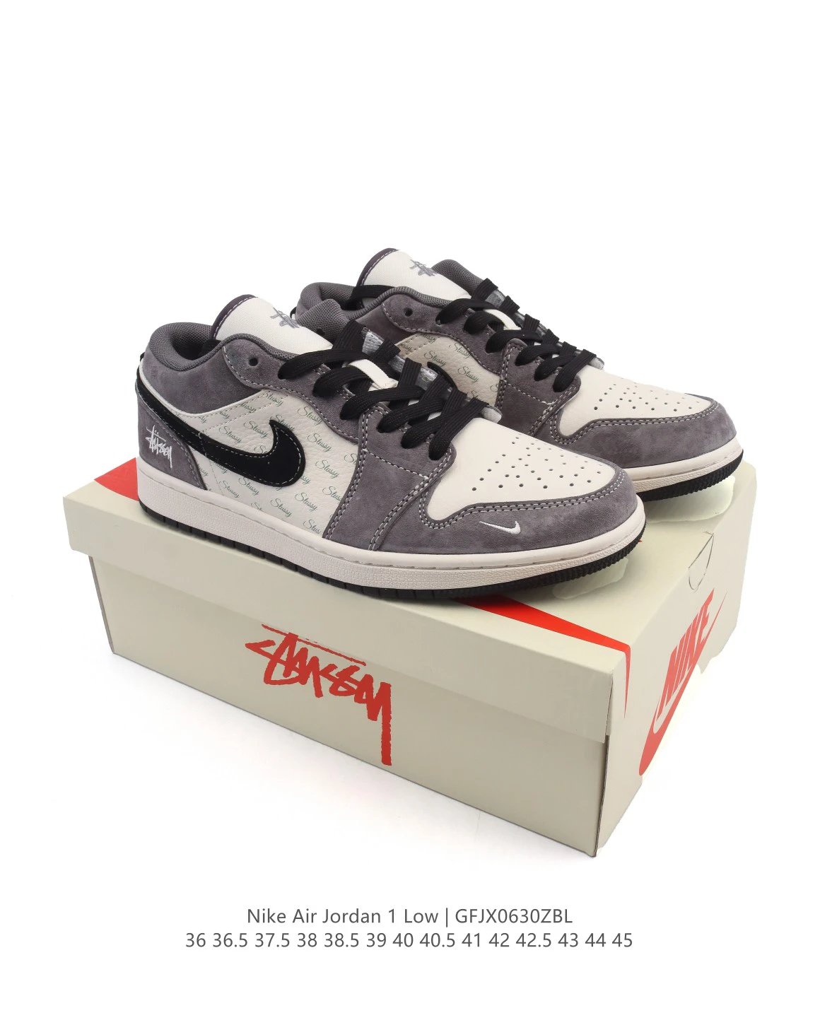 Air Jordan 1 Low Grey Beige Graffiti Retro Sneakers