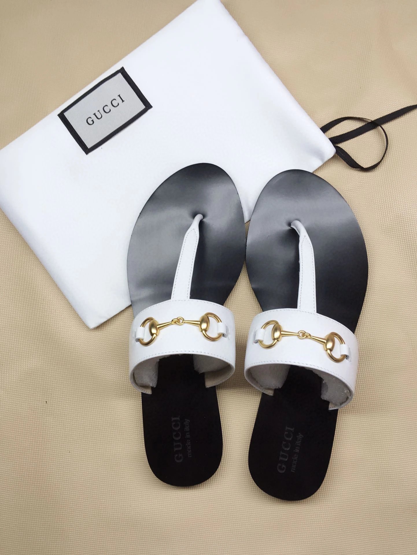 Gucci Horsebit Leather Thong Slide Sandals Shoes
