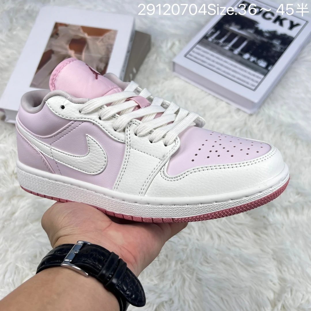 Air Jordan AJ1 Low Pink White Leather Sneakers