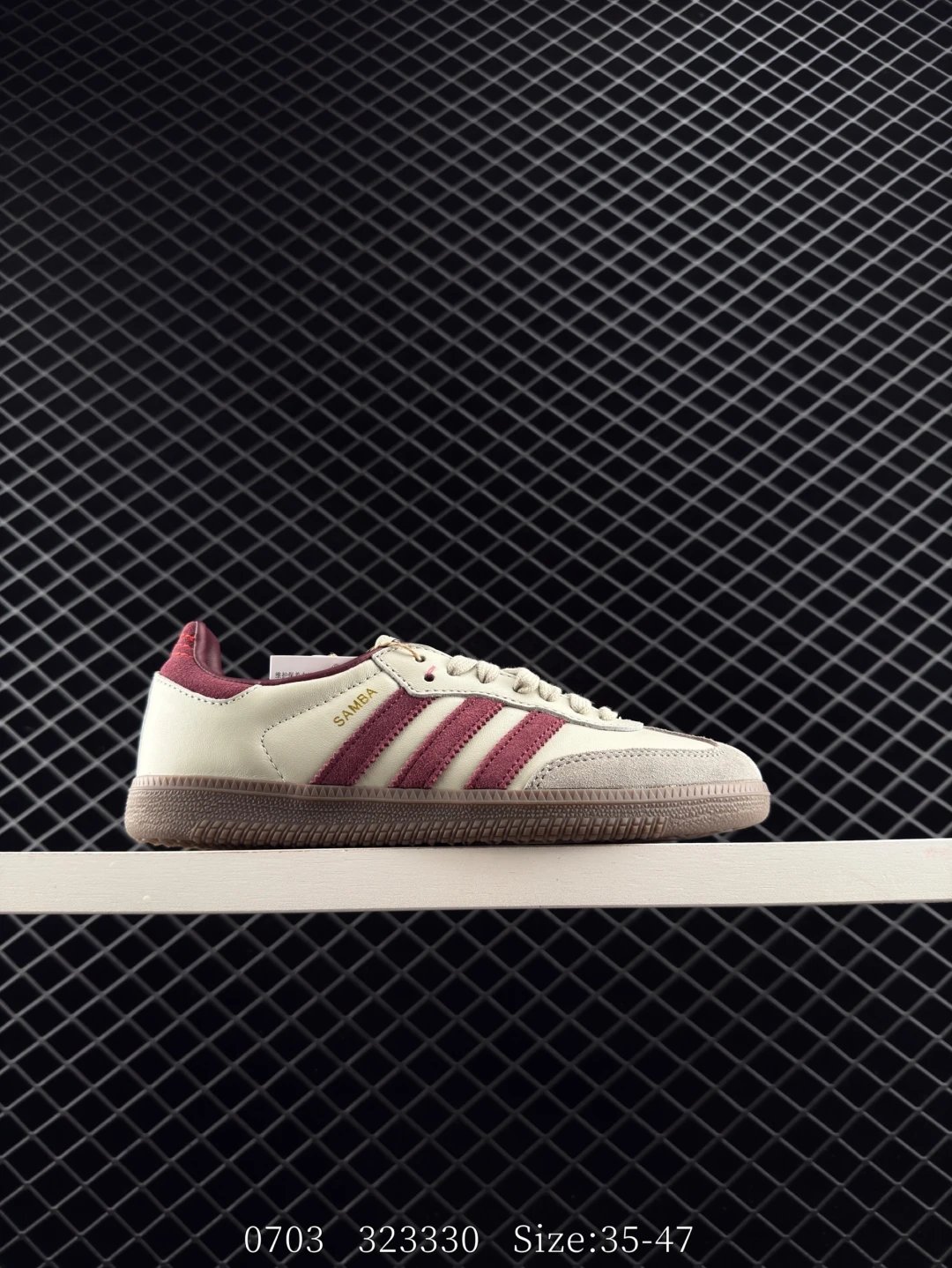 Adidas Samba Off-White Burgundy Retro Low-Top Gum Shoes