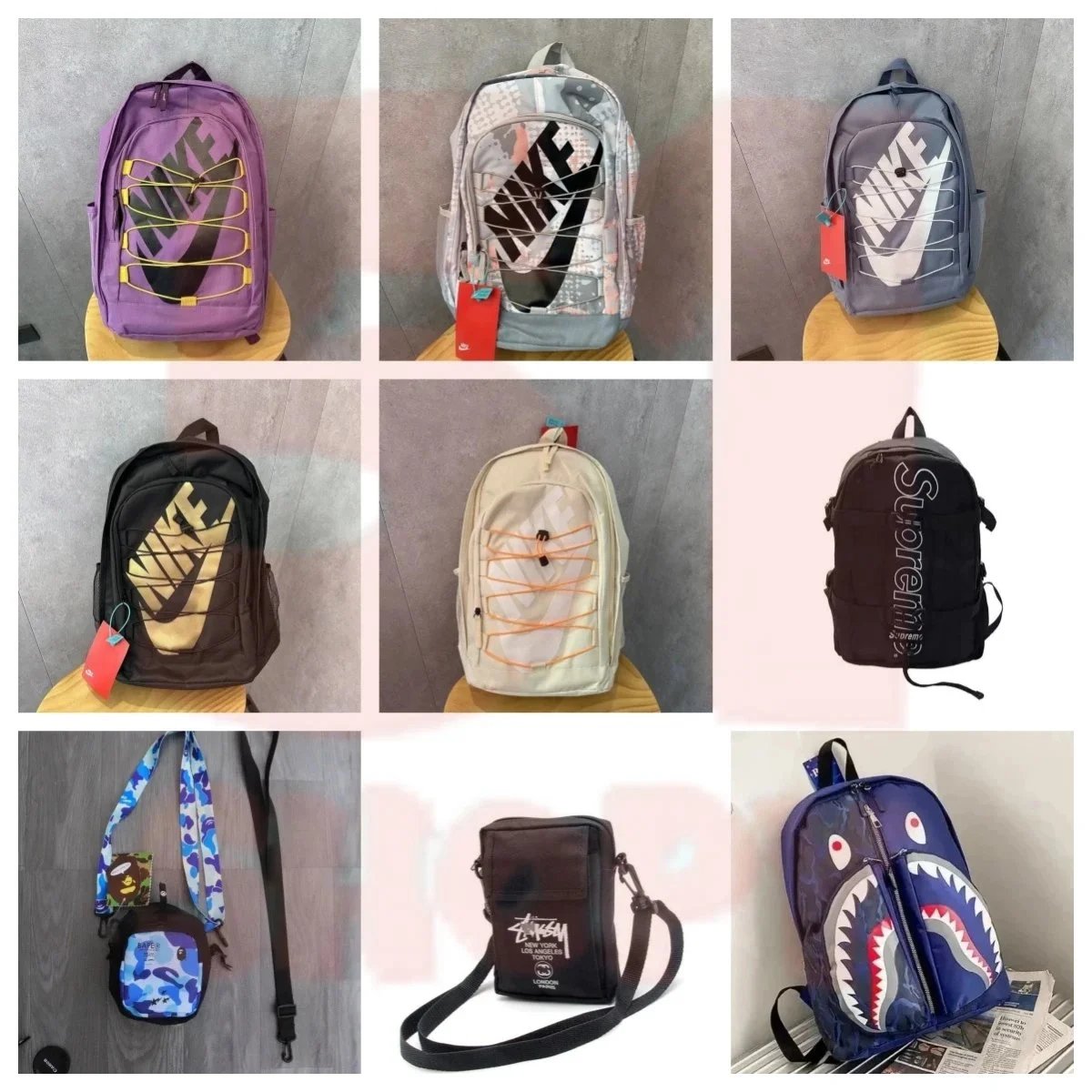 Multi-Color Backpacks with Various Brand Logos