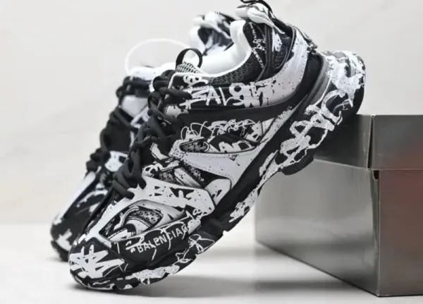 Balenciaga Track Trainer Blue and White Chunky Sneakers - 4