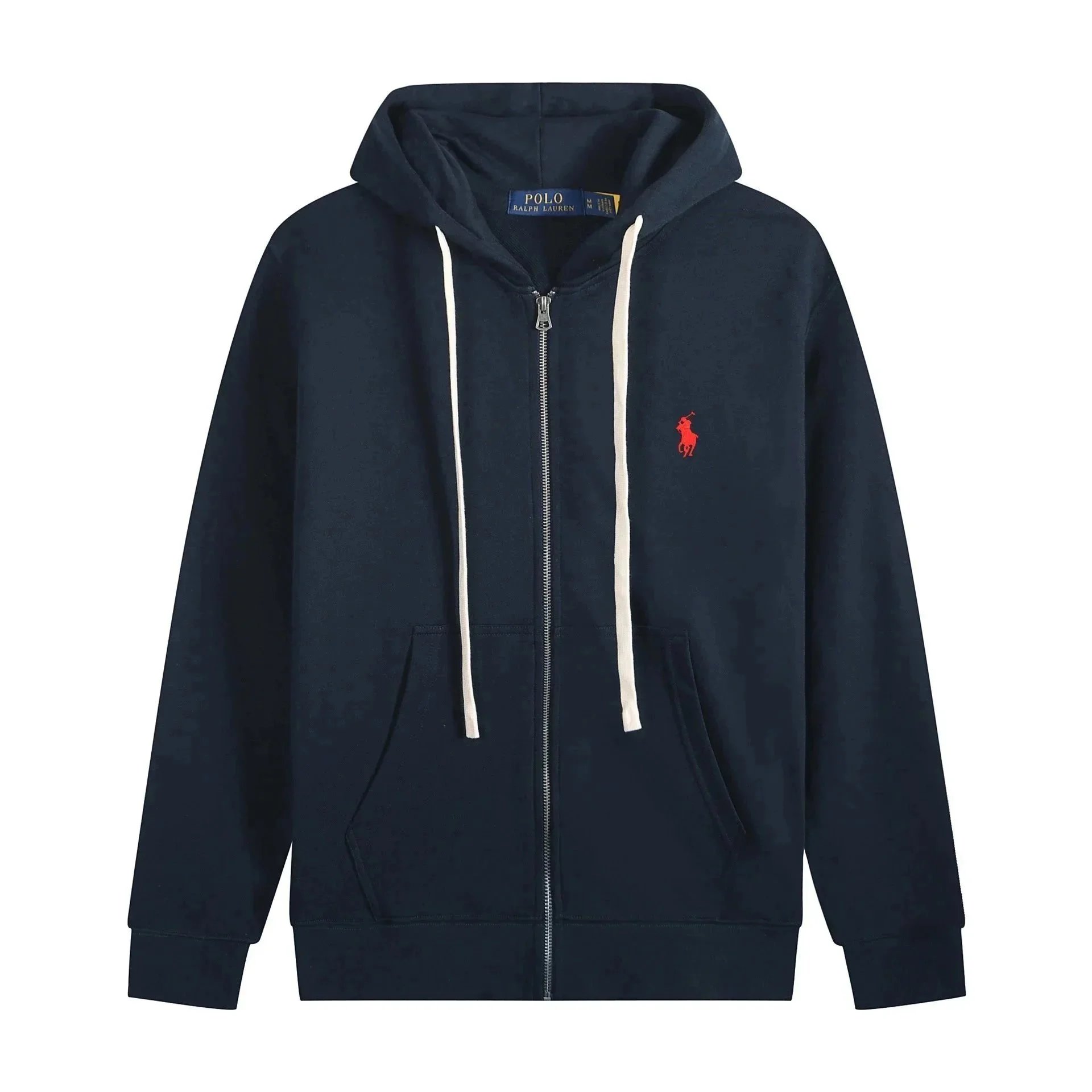 White Cord Zipper Treasure Blue Red Label