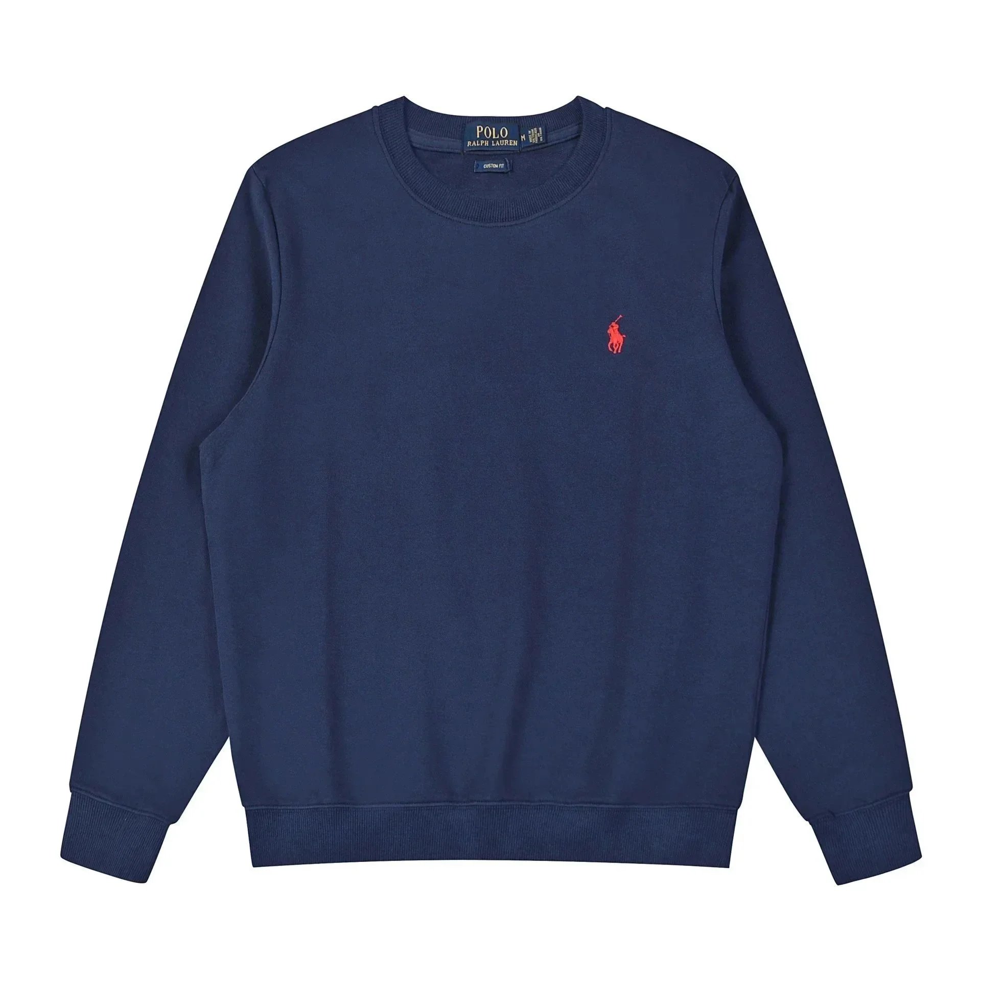 Crew neckline blue and red label