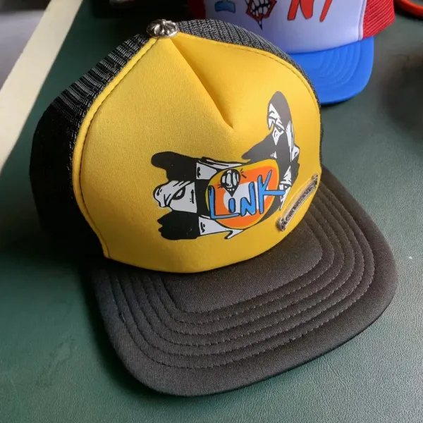 LINK x Chrome Hearts Trucker Hat Yellow/Black Baseball Cap - 1